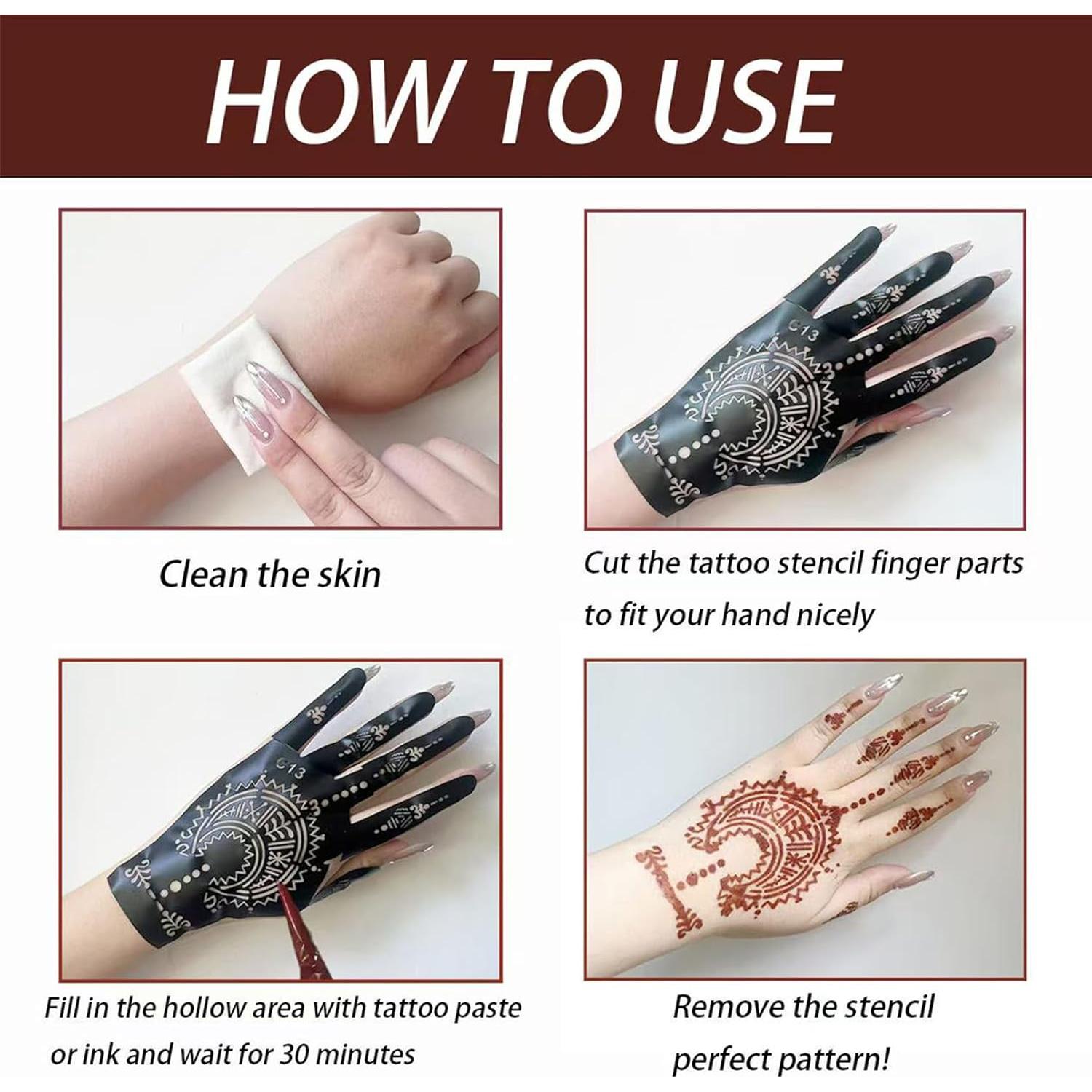 Kit de Plantillas de Tatuajes de Henna ChurlChurl - 24 Hojas