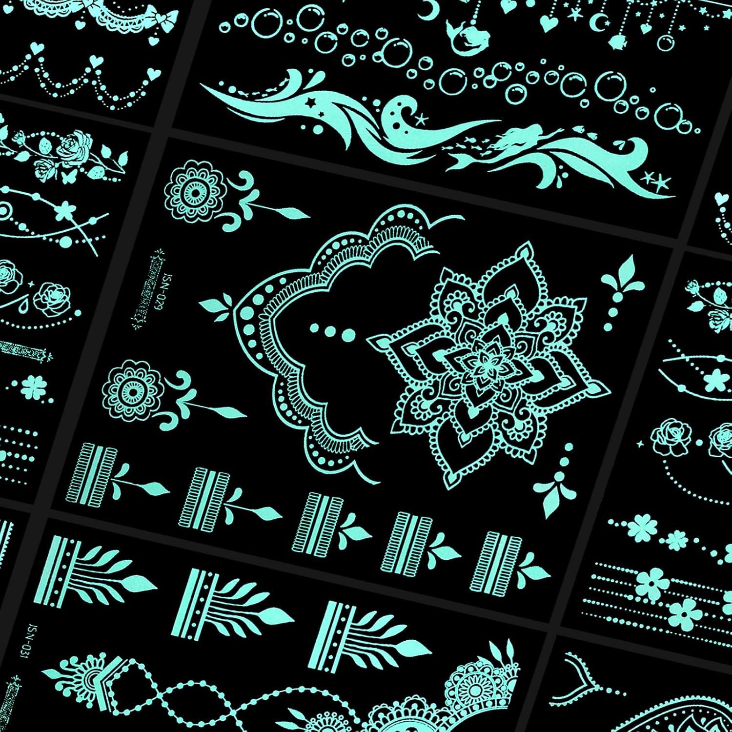 Kit 10 Hojas Tatuajes Temporales Brillantes InnoHHustle