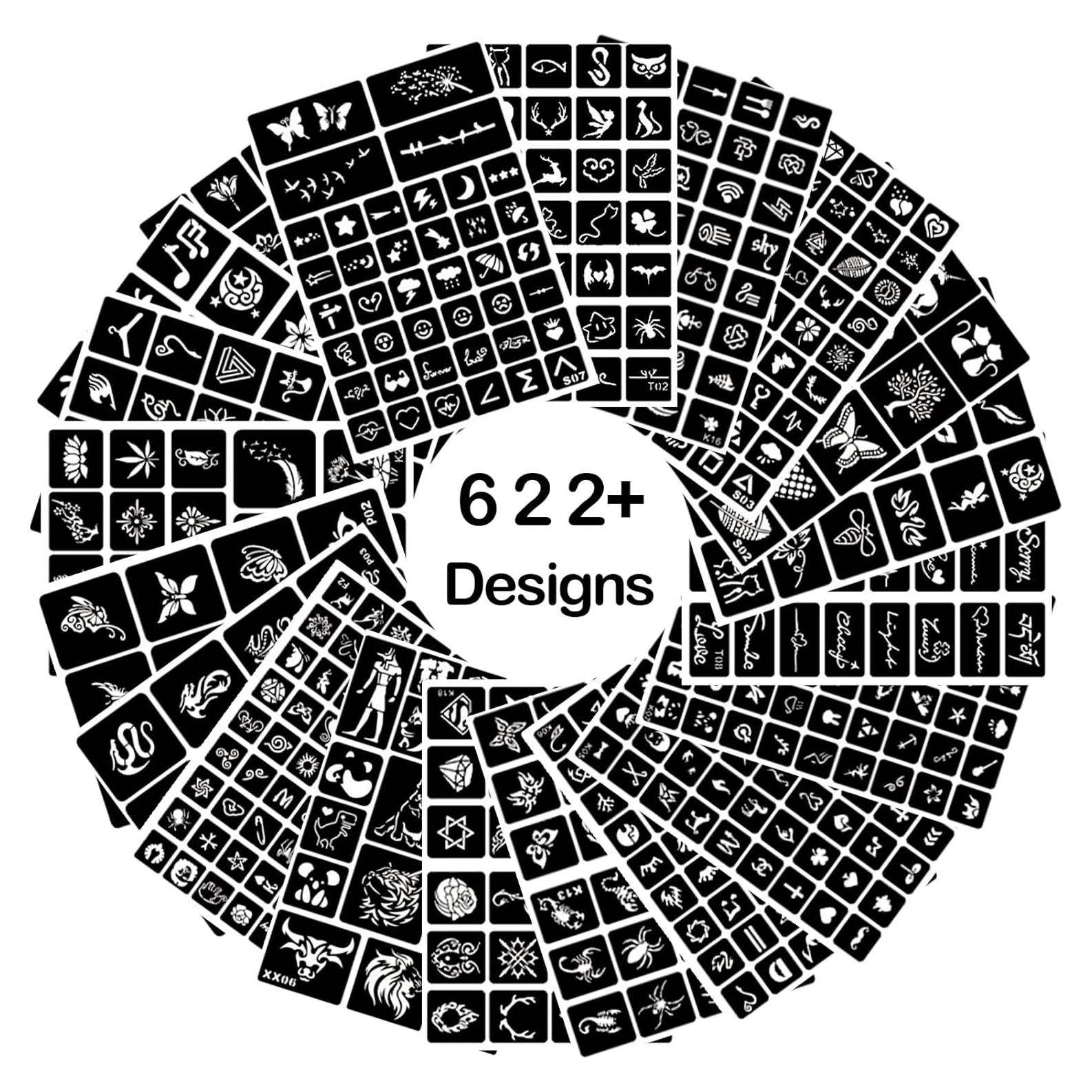 Kit de Plantillas de Tatuajes Temporales ChurlChurl 20 Hojas A4