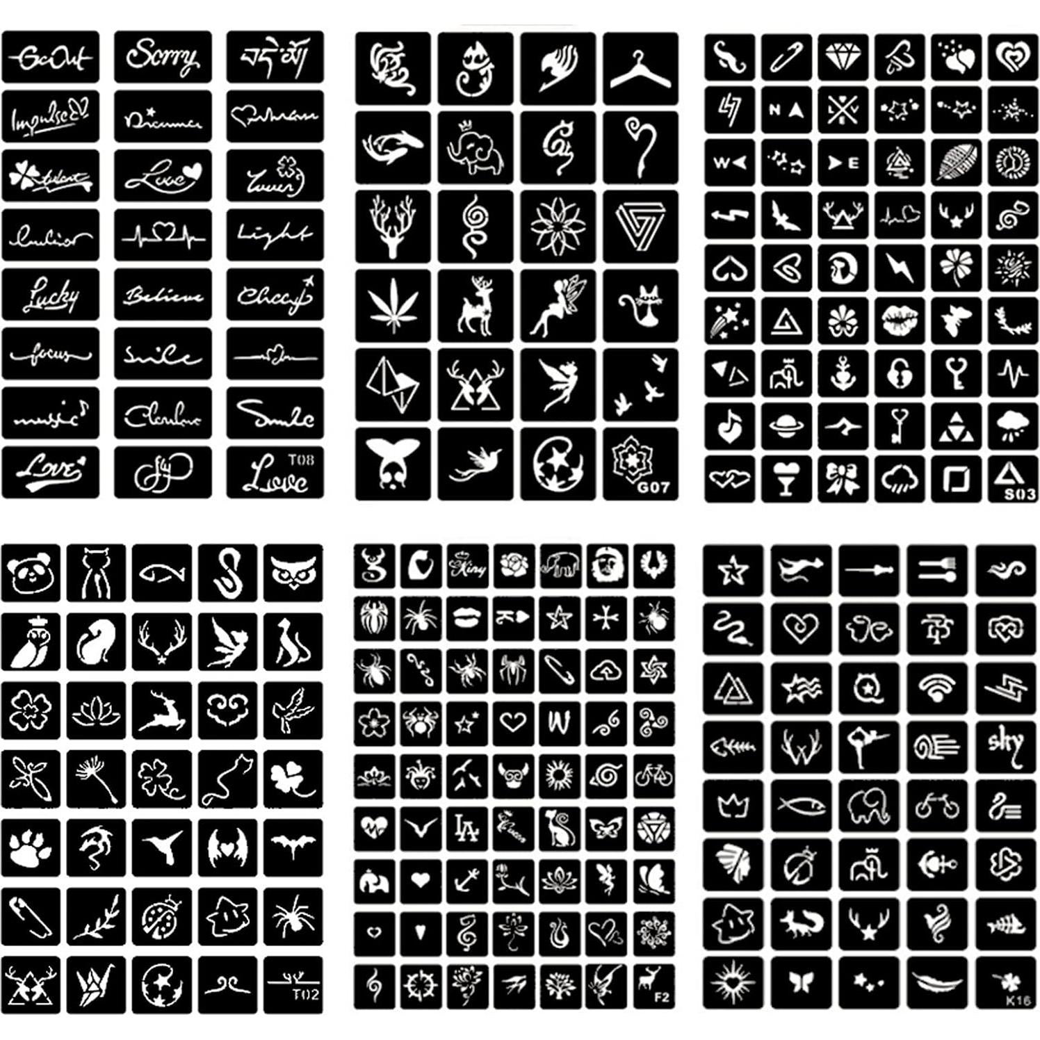 Kit de Plantillas de Tatuajes Temporales ChurlChurl 20 Hojas A4