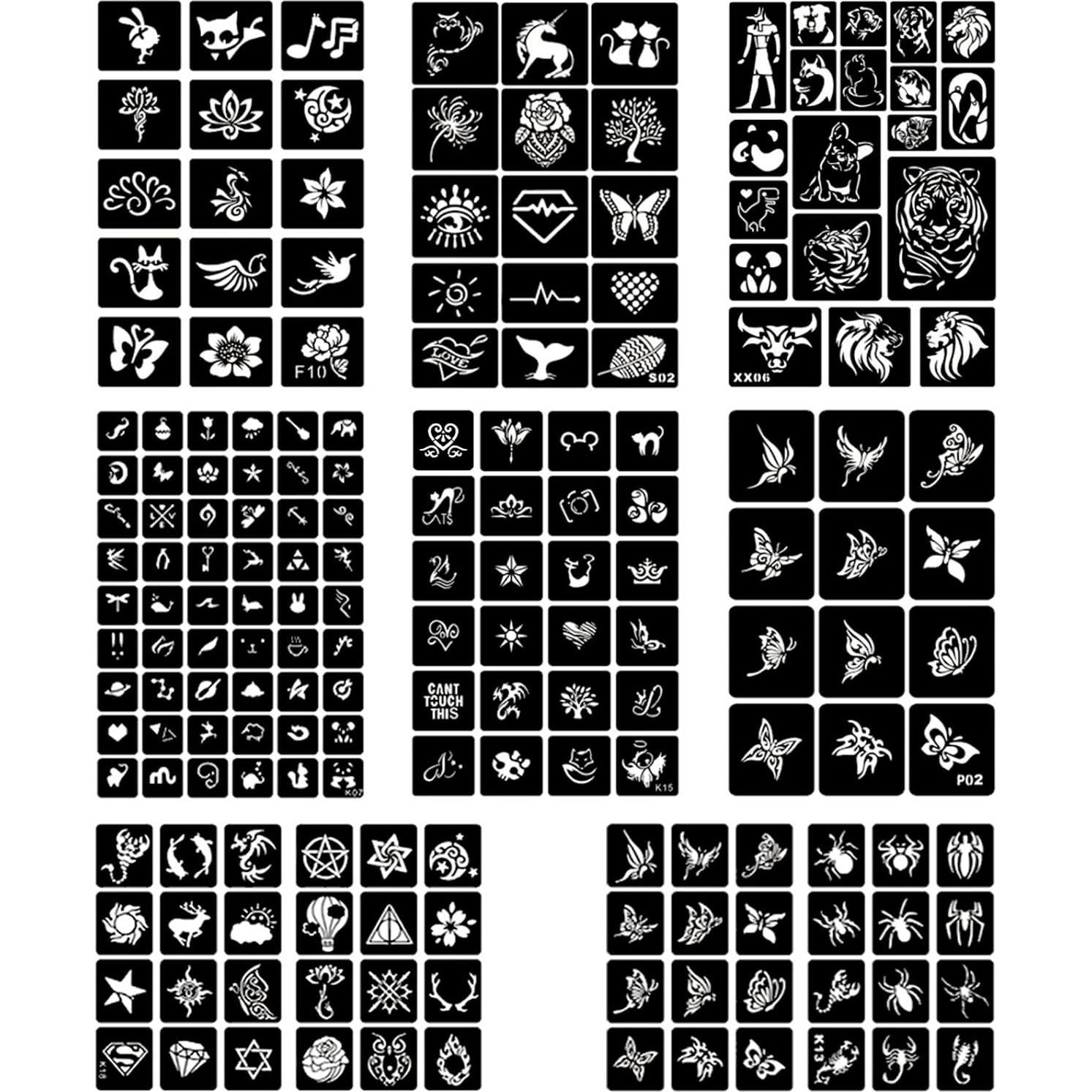 Kit de Plantillas de Tatuajes Temporales ChurlChurl 20 Hojas A4