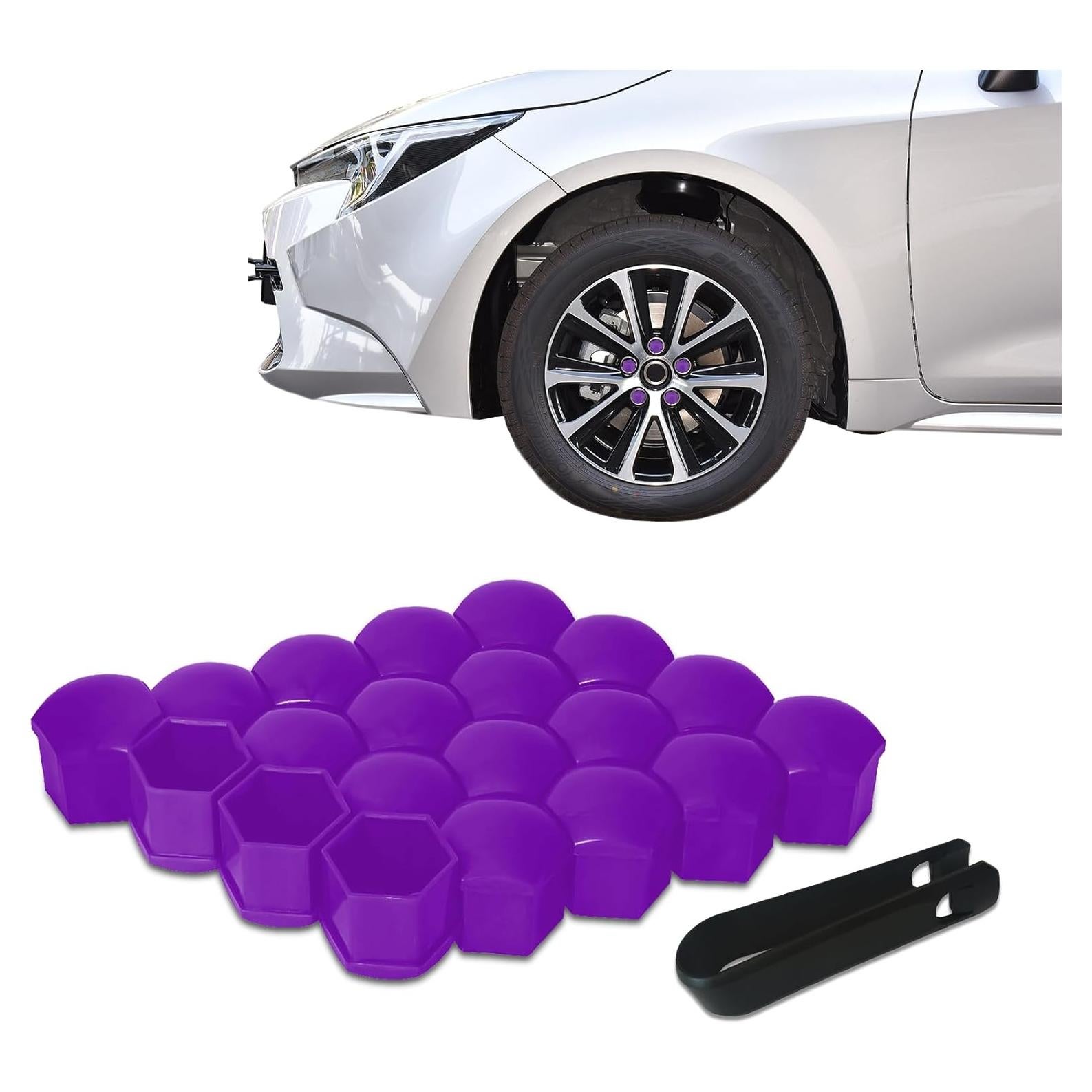 20 Cubiertas de Tuercas de Rueda 19mm Tecledsn Púrpura