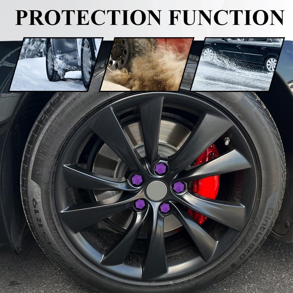 20 Cubiertas de Tuercas de Rueda 19mm Tecledsn Púrpura