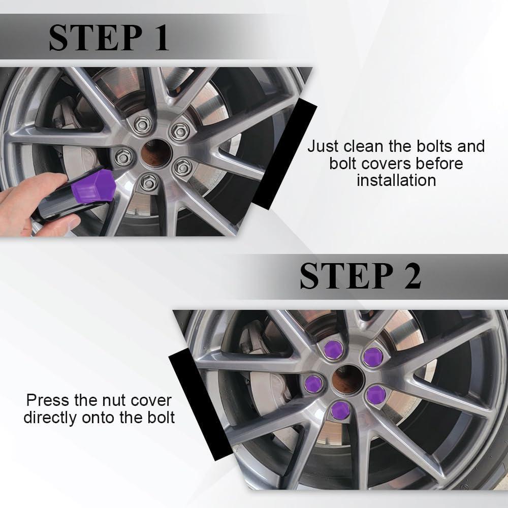 20 Cubiertas de Tuercas de Rueda 19mm Tecledsn Púrpura