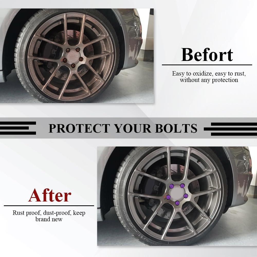 20 Cubiertas de Tuercas de Rueda 19mm Tecledsn Púrpura