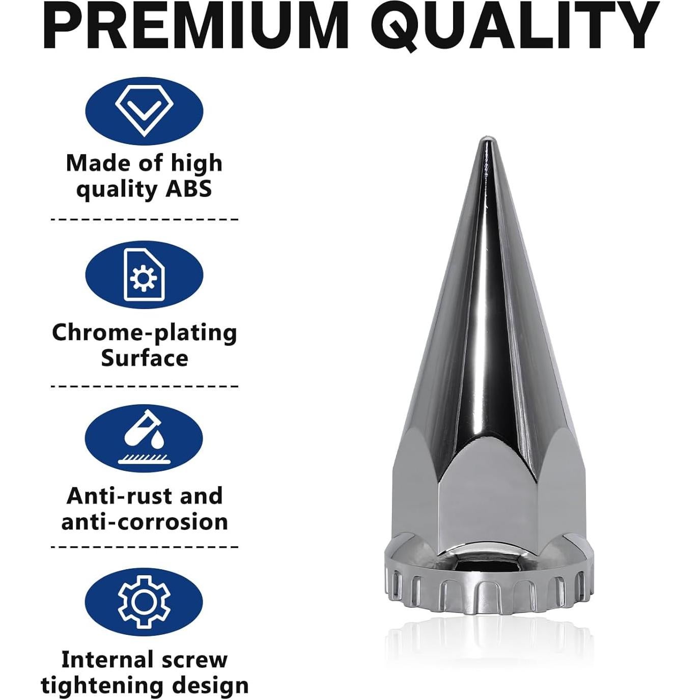 Cubiertas de Tuercas de Púa 33mm ABS Cromadas para Camiones (40PCS)