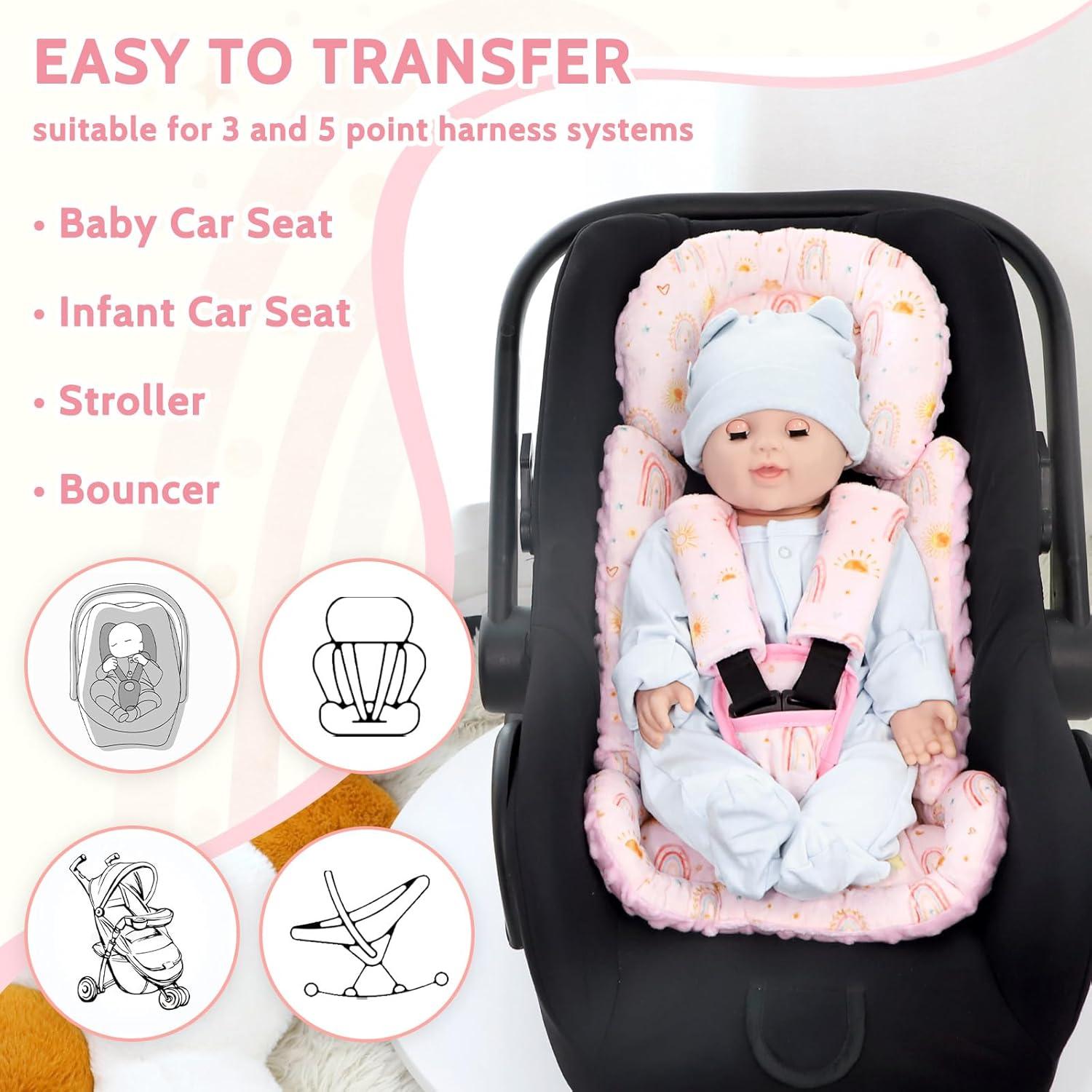 Inserto para Asiento de Auto Bebé CARUILI Arcoíris Rosa 63.5x27.9cm