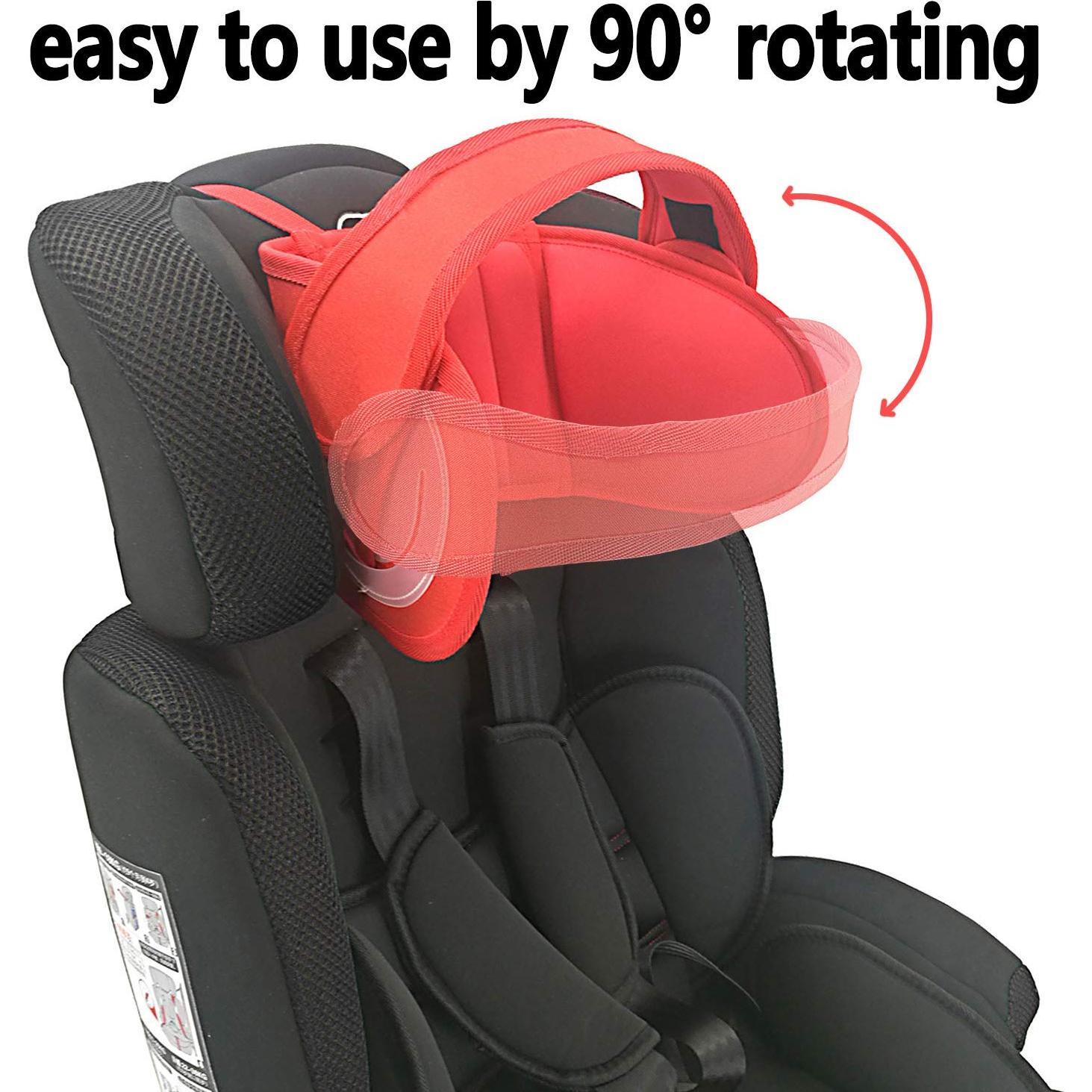Soporte de Cabeza Ajustable para Asiento de Coche Infantil Rojo