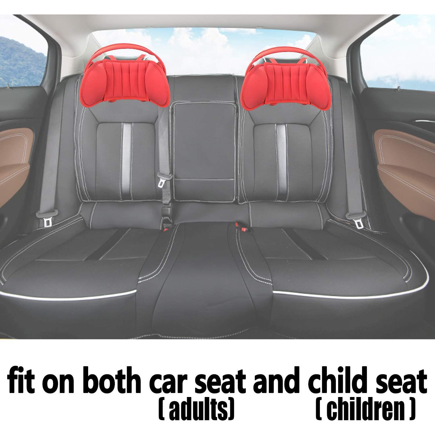 Soporte de Cabeza Ajustable para Asiento de Coche Infantil Rojo