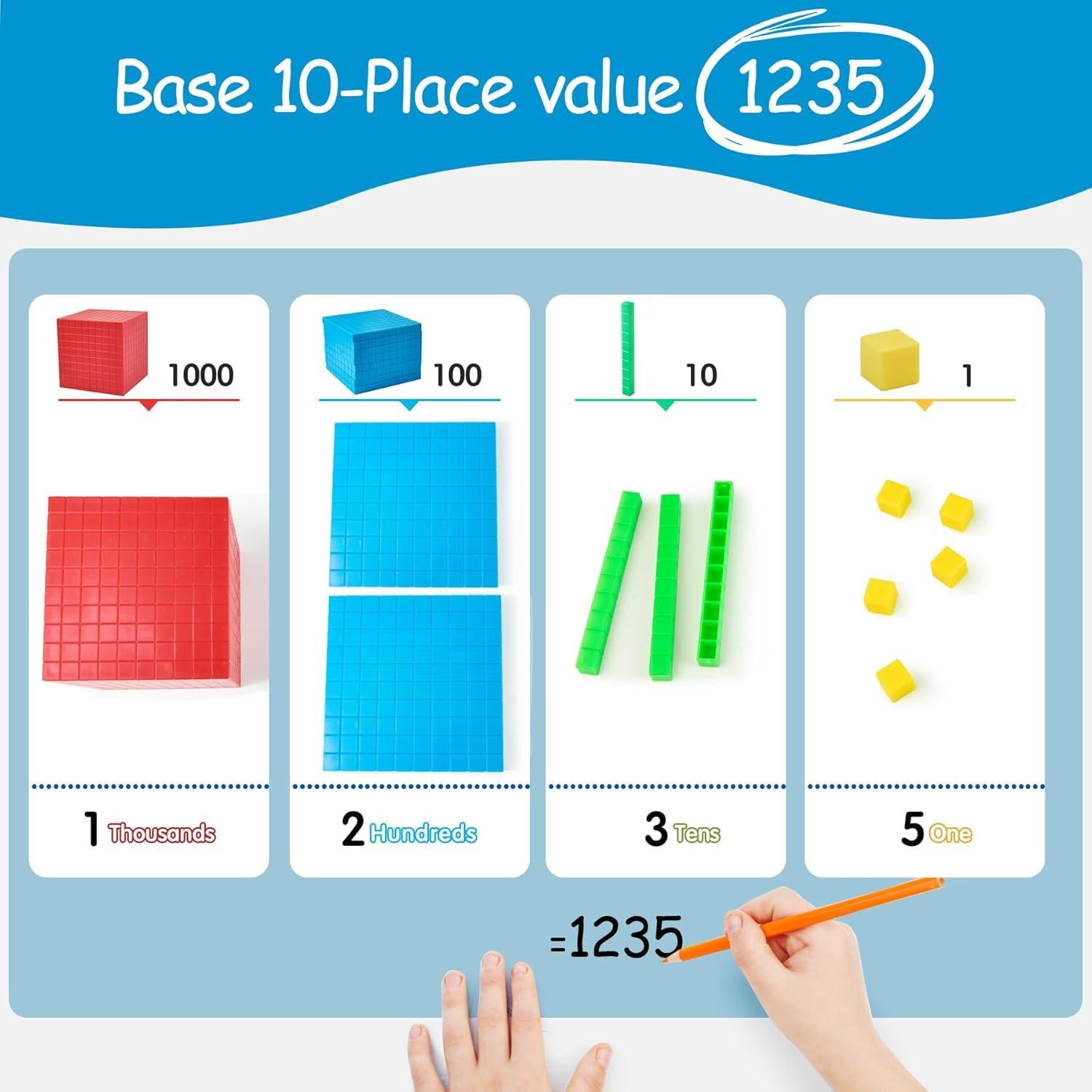 Conjunto de bloques base 10 TH 334 PCS para aprender matemáticas