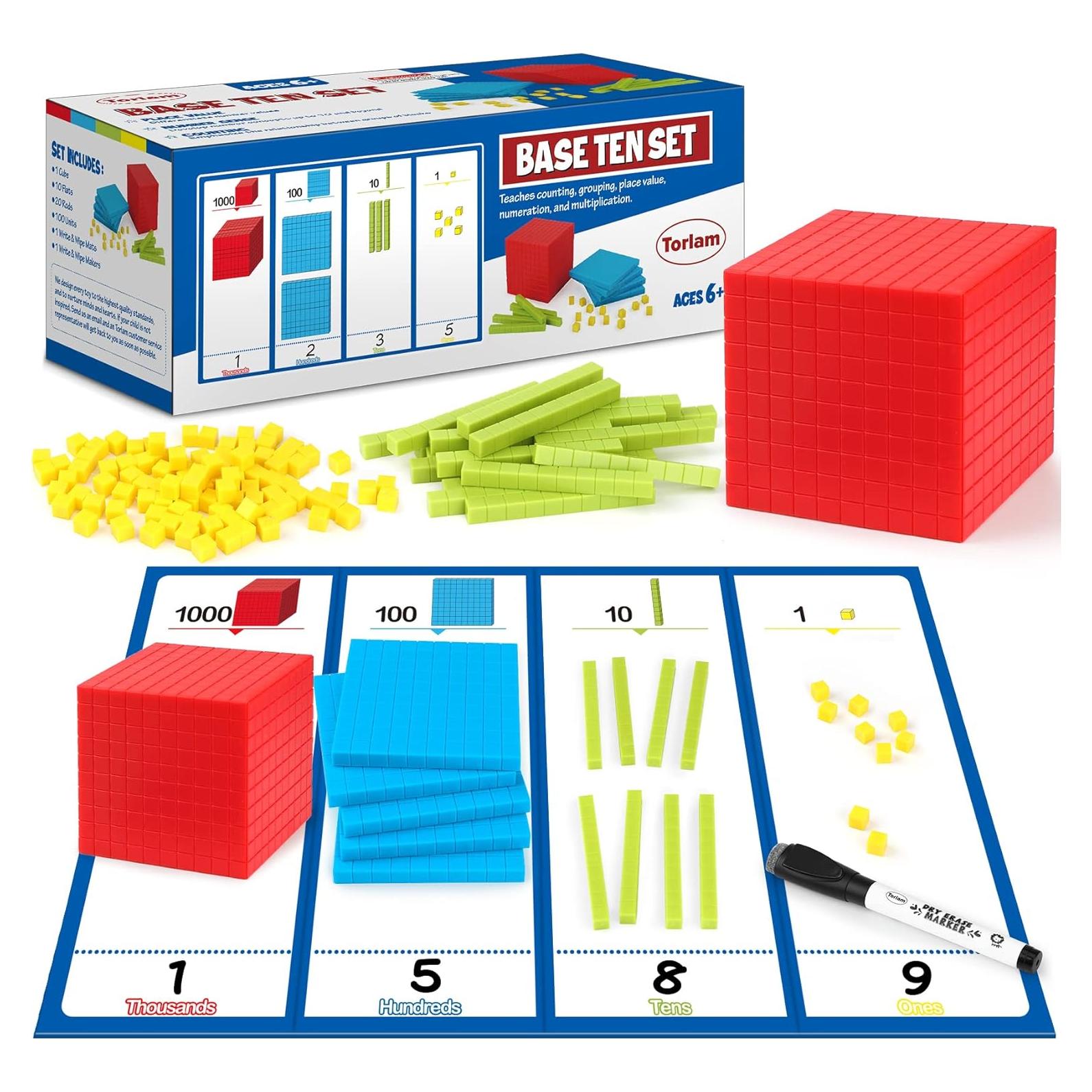 Bloques de Base Diez Torlam 131 PCS para Matemáticas - Manipulativos Educativos