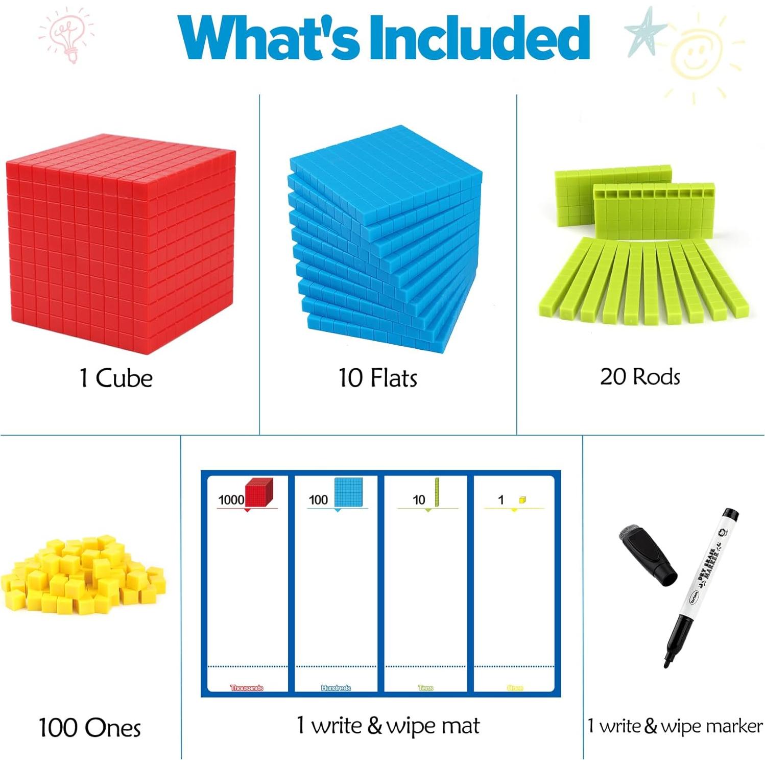 Bloques de Base Diez Torlam 131 PCS para Matemáticas - Manipulativos Educativos