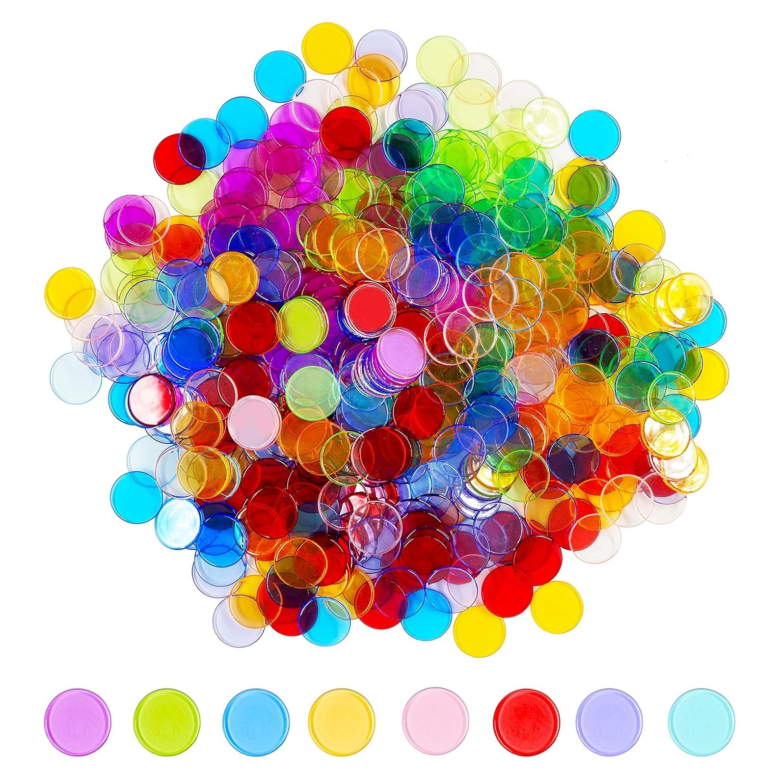 Fichas de Bingo Transparentes Hebayy 500 PCS 1.9 cm 8 Colores