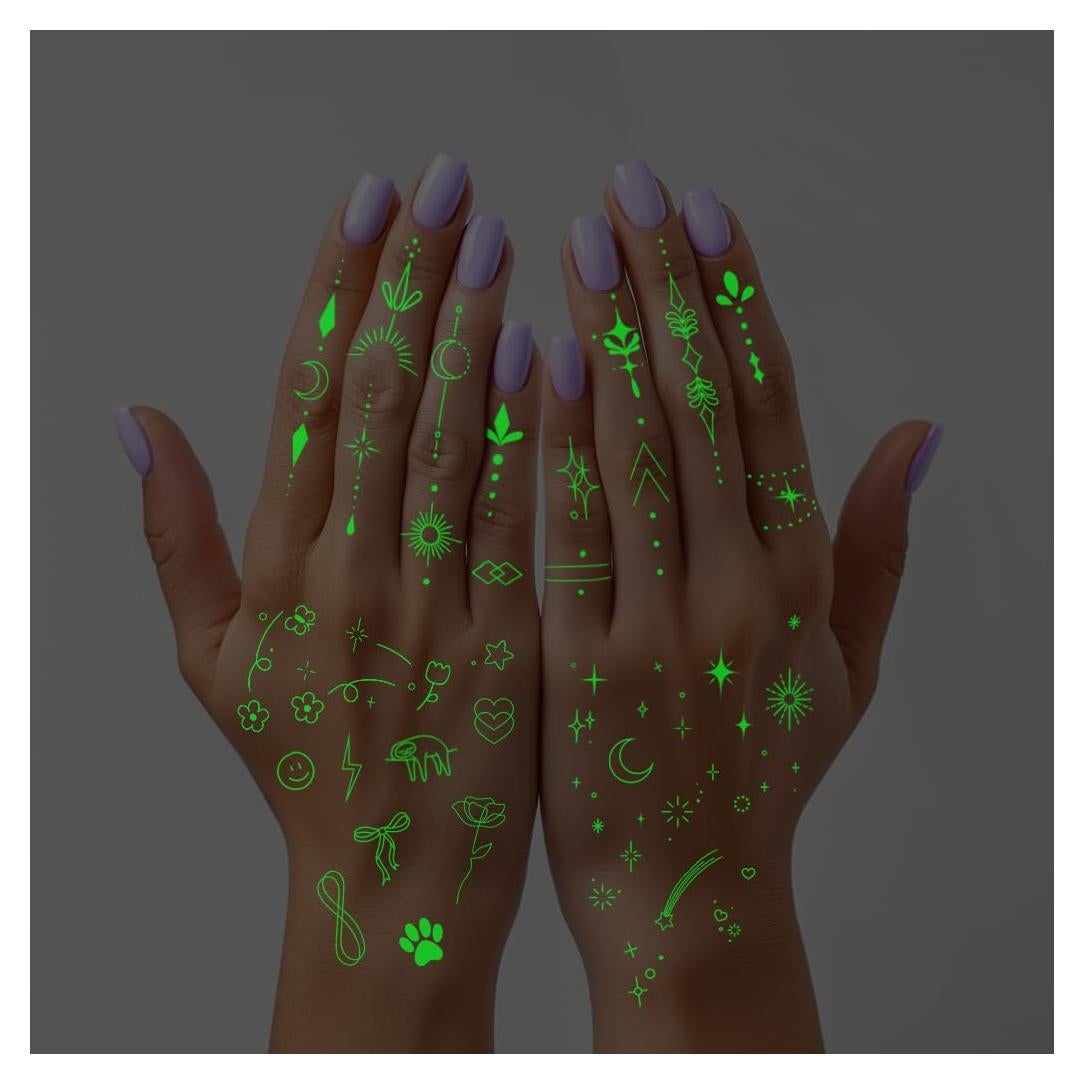Tatuajes Temporales Brillantes en la Oscuridad Everjoy 50 Pcs