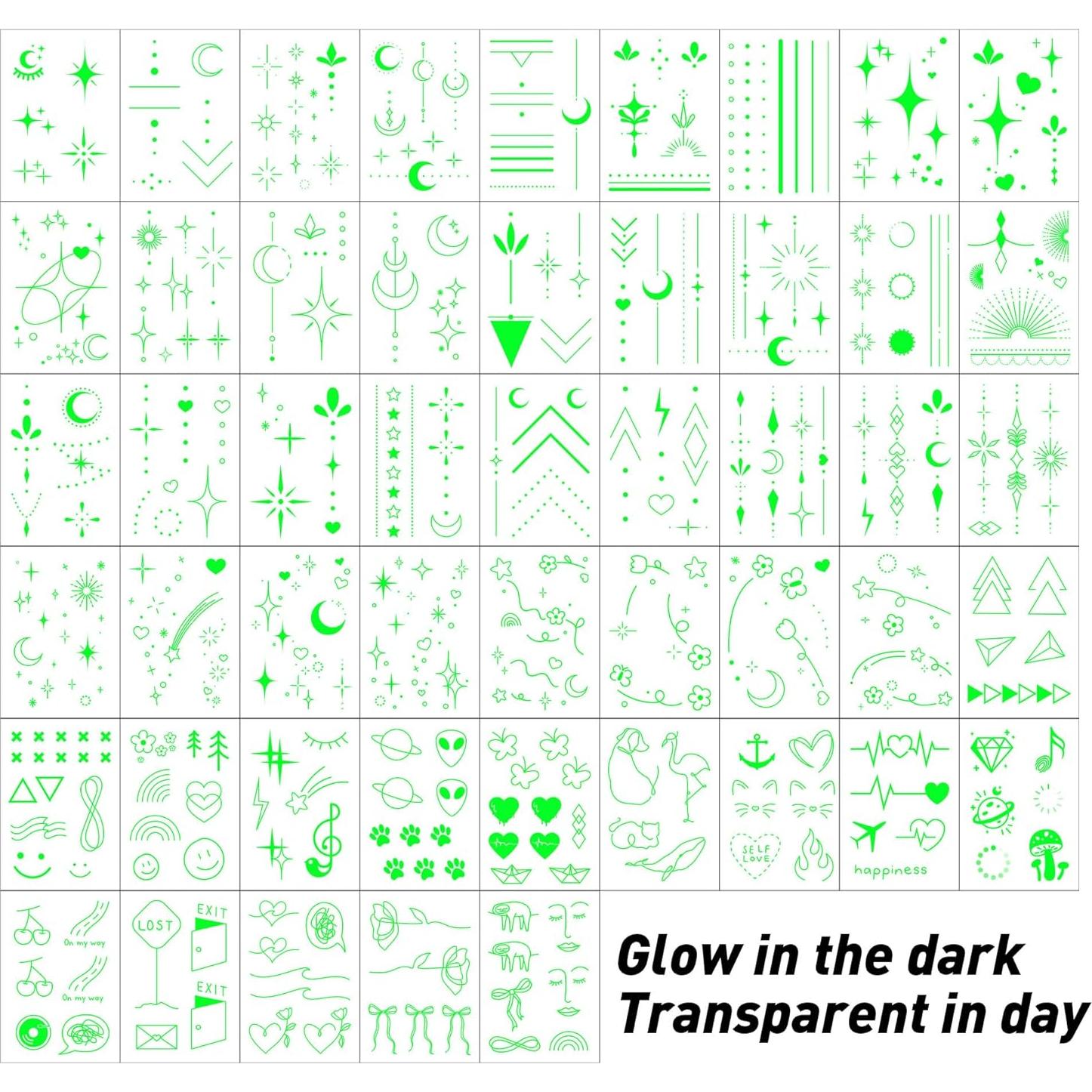 Tatuajes Temporales Brillantes en la Oscuridad Everjoy 50 Pcs