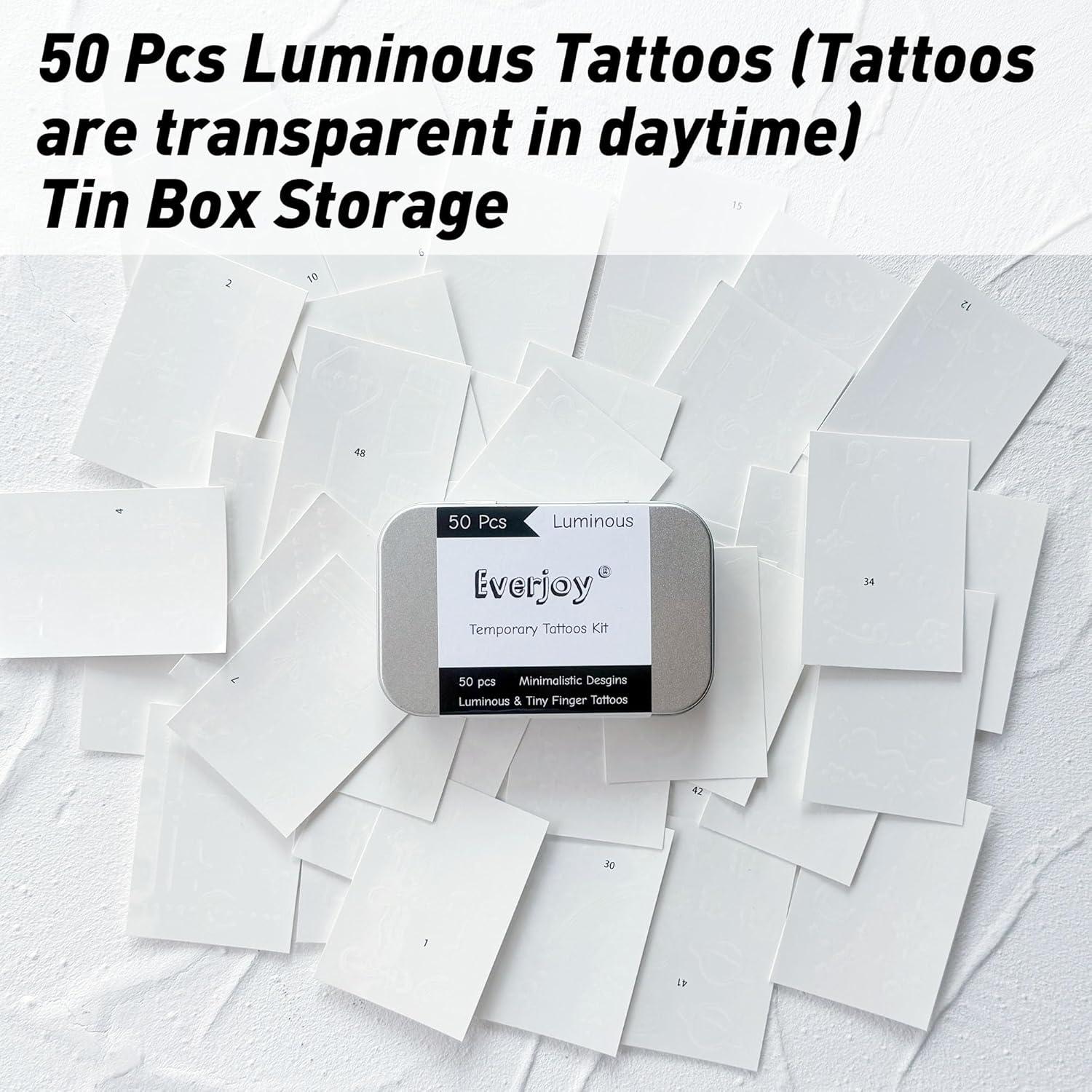 Tatuajes Temporales Brillantes en la Oscuridad Everjoy 50 Pcs