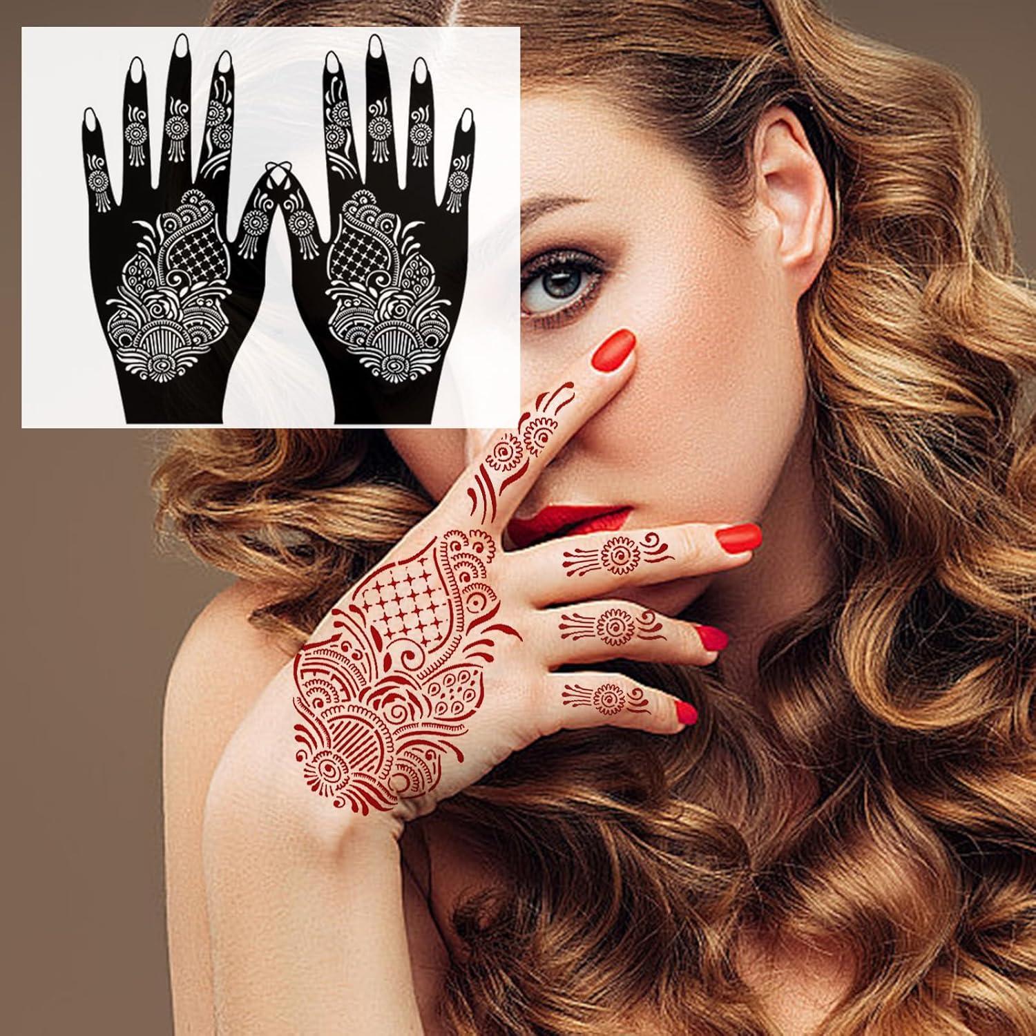 Kit de Plantillas de Tatuajes de Henna QSTOHENA - 14 Hojas