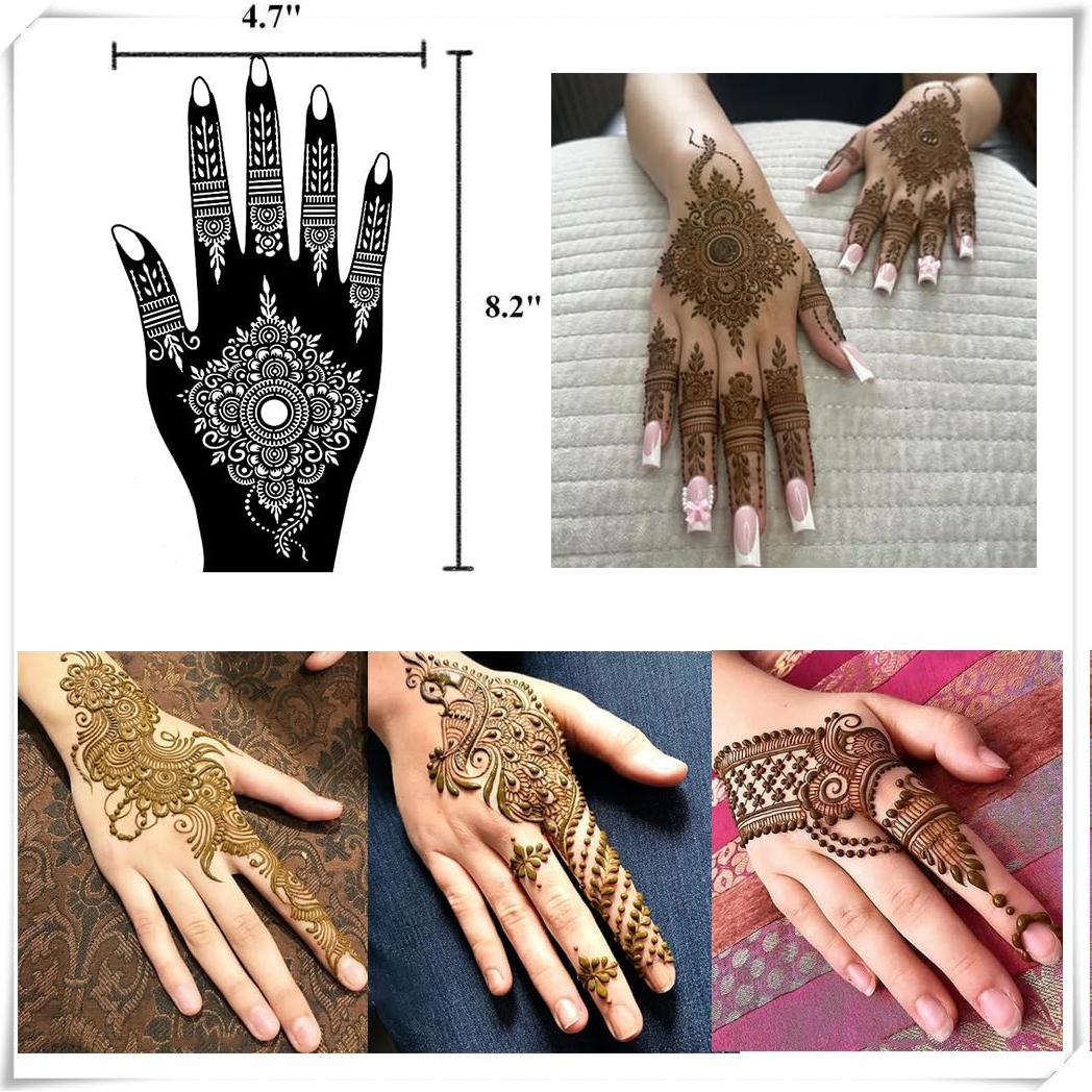 Kit de Plantillas de Tatuajes de Henna QSTOHENA - 14 Hojas