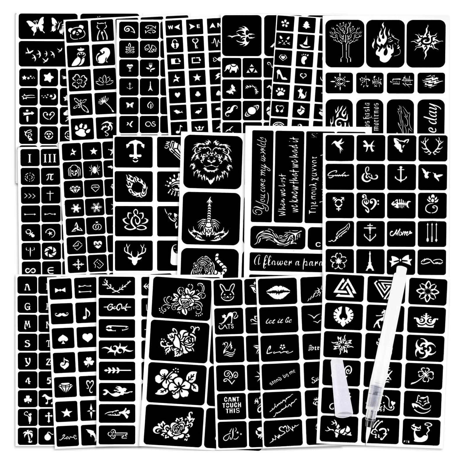 Konsait Kit de 629 Plantillas de Tatuajes Temporales A4