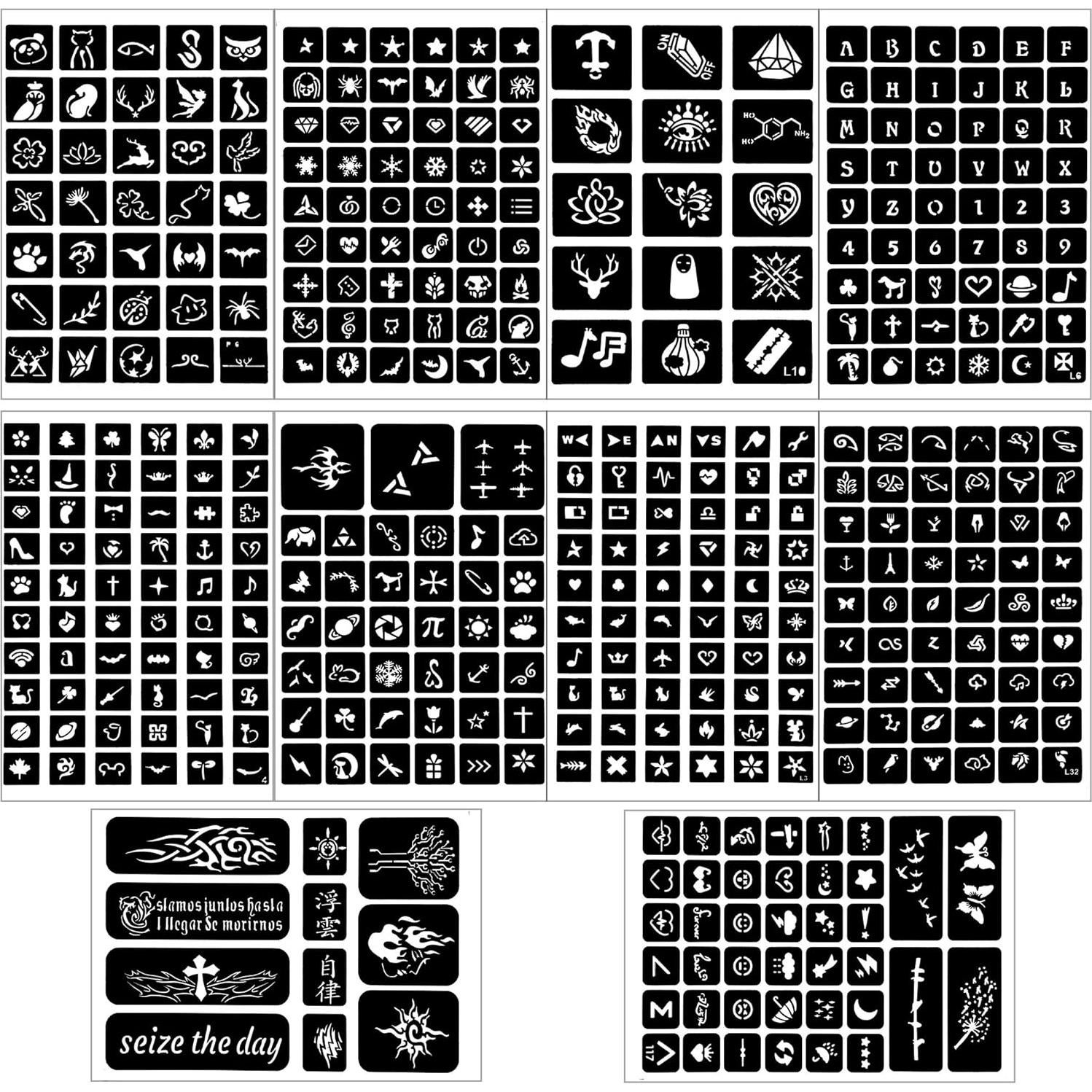 Konsait Kit de 629 Plantillas de Tatuajes Temporales A4