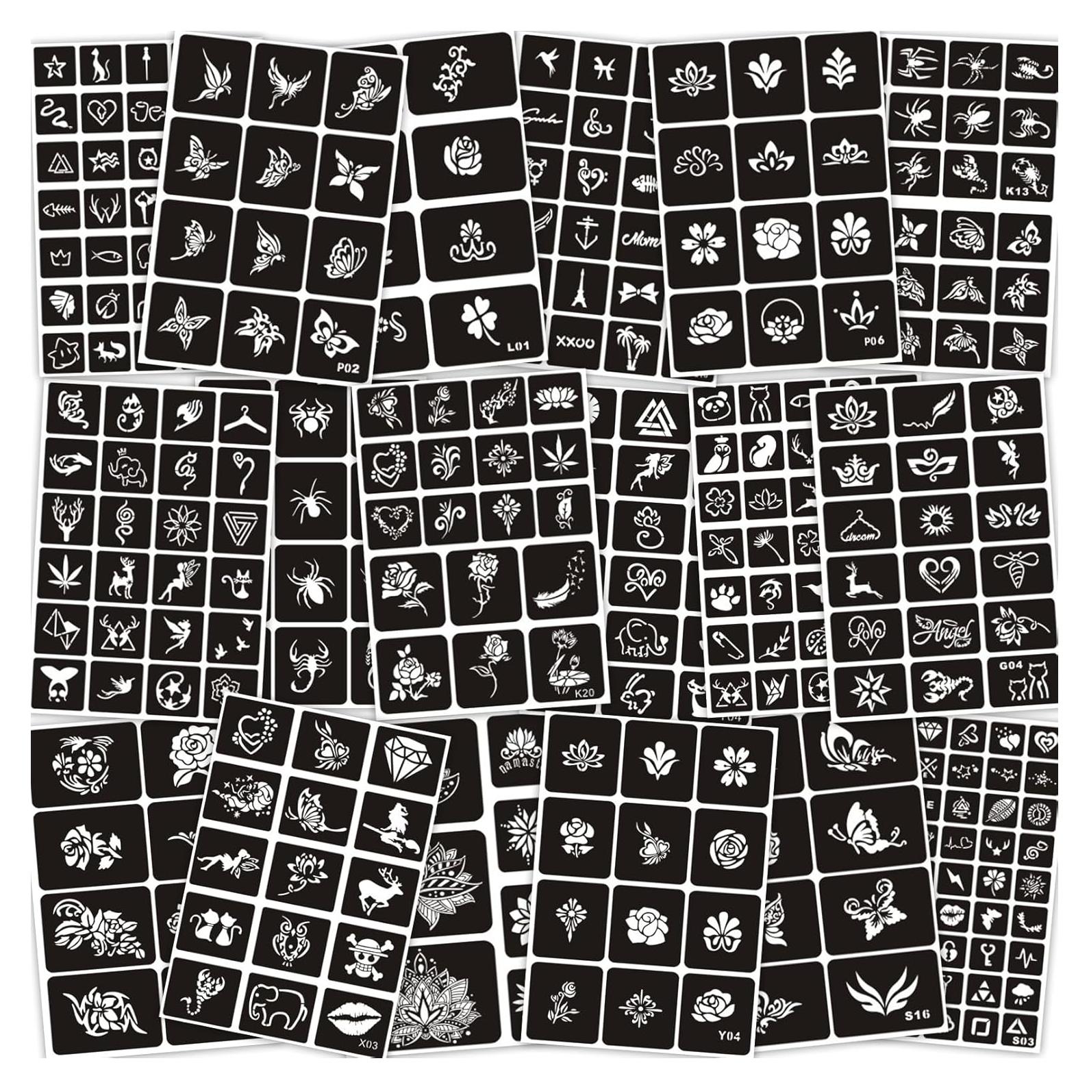 Kit de Plantillas de Tatuajes Temporales Reutilizables ZiYin - 344 Patrones
