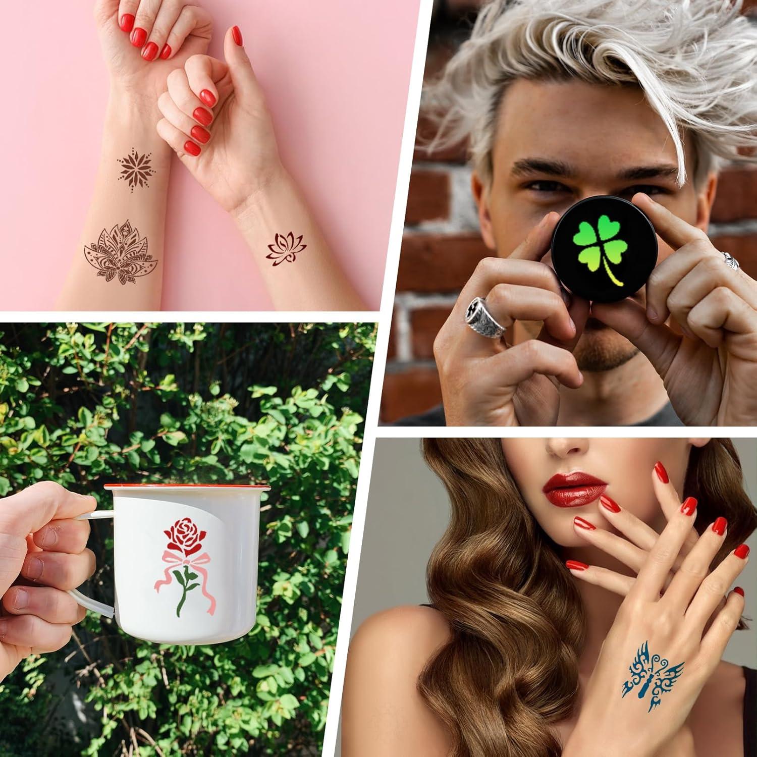 Kit de Plantillas de Tatuajes Temporales Reutilizables ZiYin - 344 Patrones