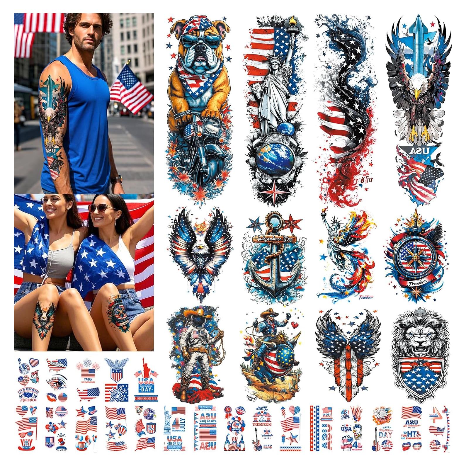 32 Tatuajes Temporales Patrióticos VERKSTAD - 4 de Julio