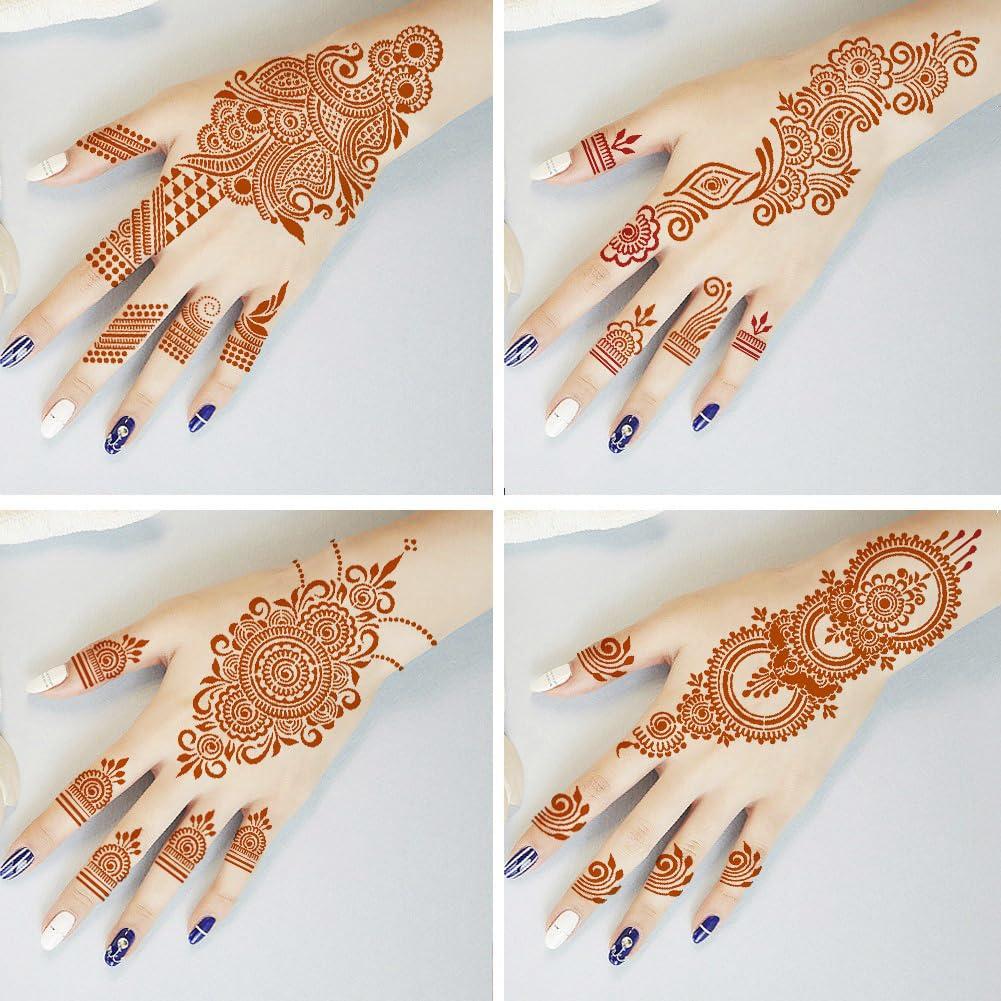 Kit de Plantillas de Tatuaje de Henna QSTOHENA - 9 Hojas 21x12cm