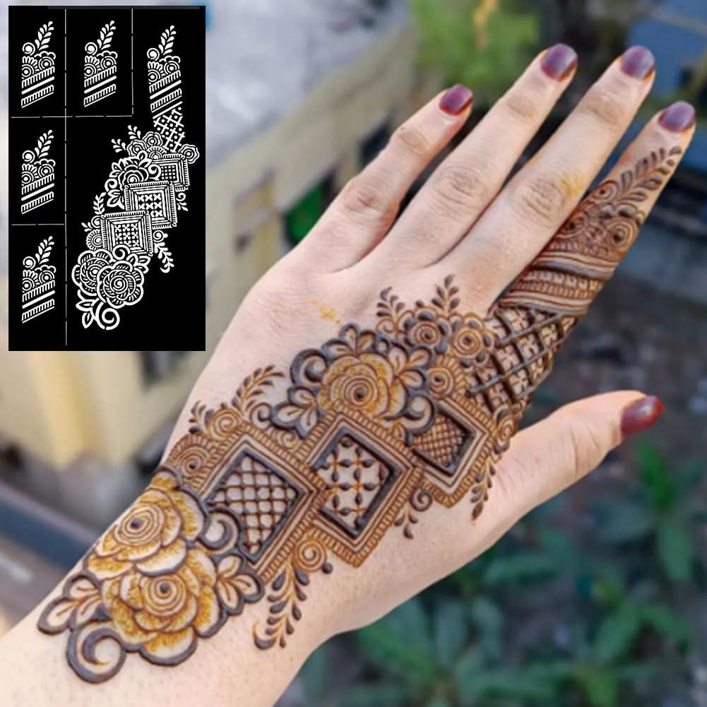 Kit de Plantillas de Tatuaje de Henna QSTOHENA - 9 Hojas 21x12cm
