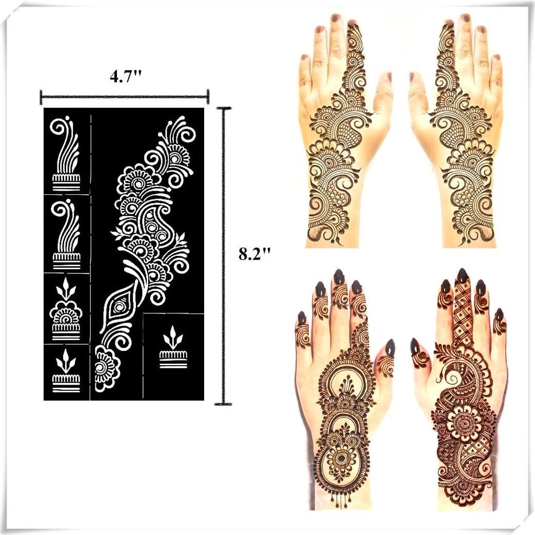 Kit de Plantillas de Tatuaje de Henna QSTOHENA - 9 Hojas 21x12cm