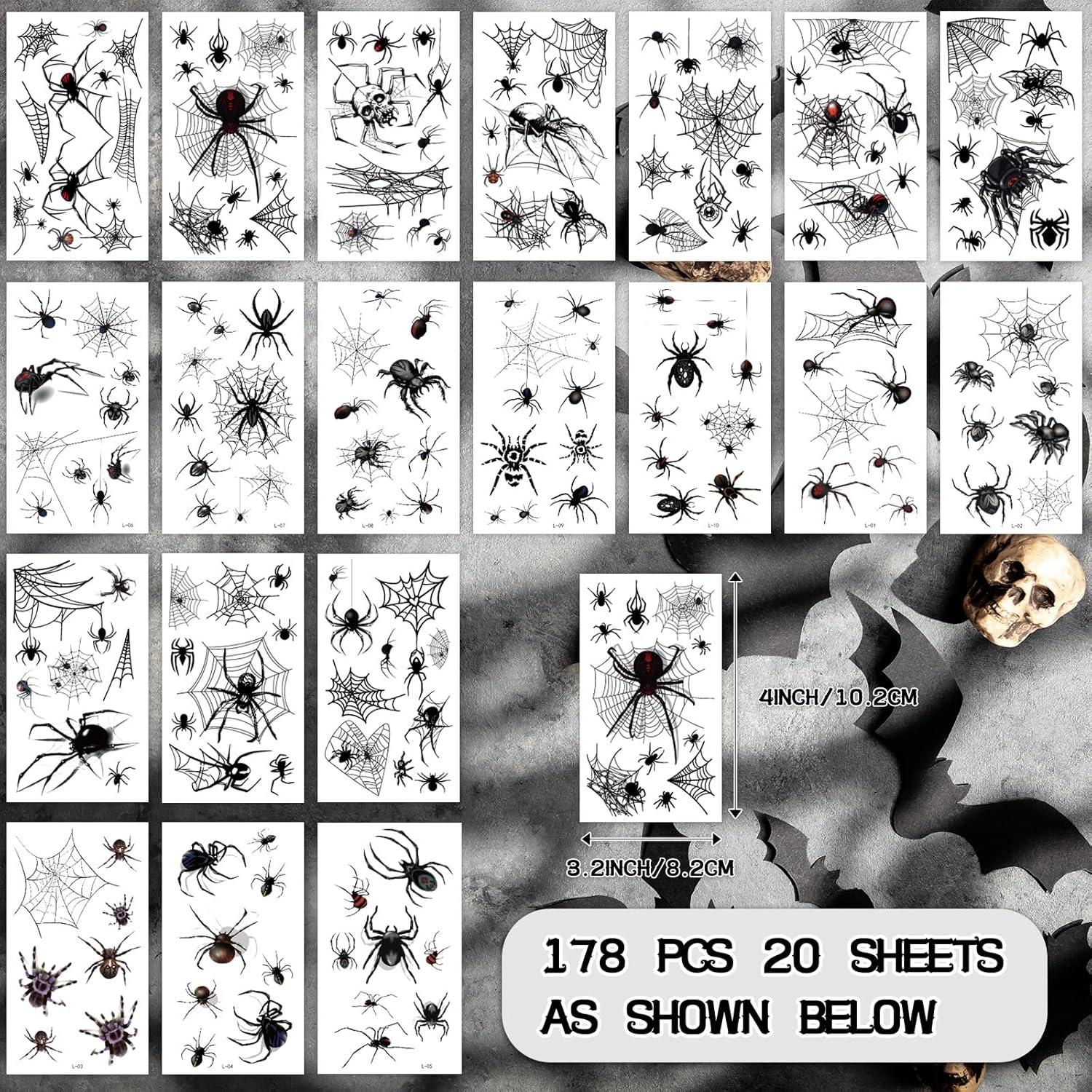 Kit de Tatuajes Temporales de Araña XZENTIRA 178 Piezas