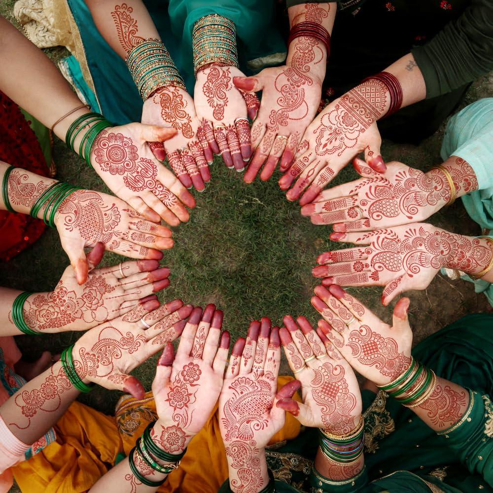 Kit de Plantillas de Tatuajes Temporales de Henna Mzstgh - 9 Hojas