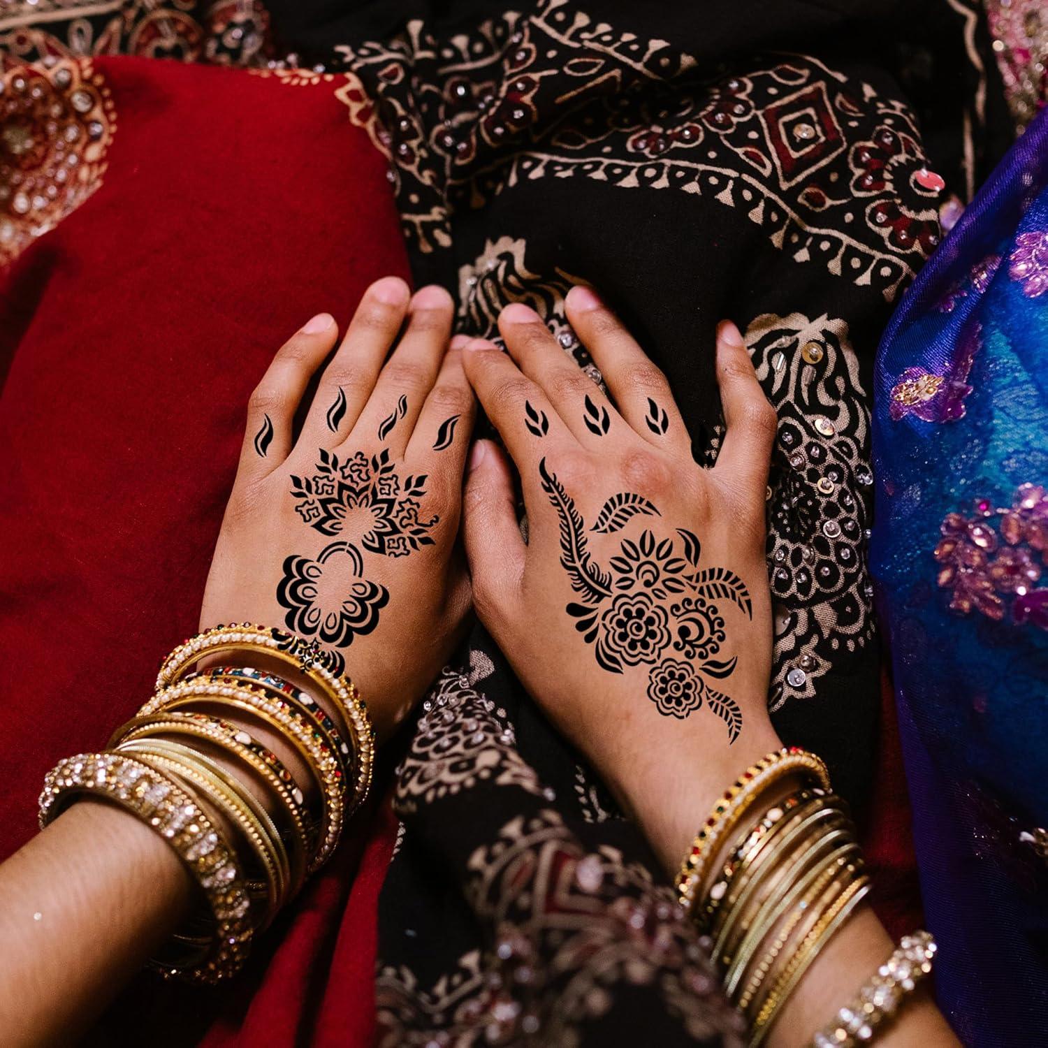 Kit de Plantillas de Tatuaje de Henna 16 Hojas Reutilizables