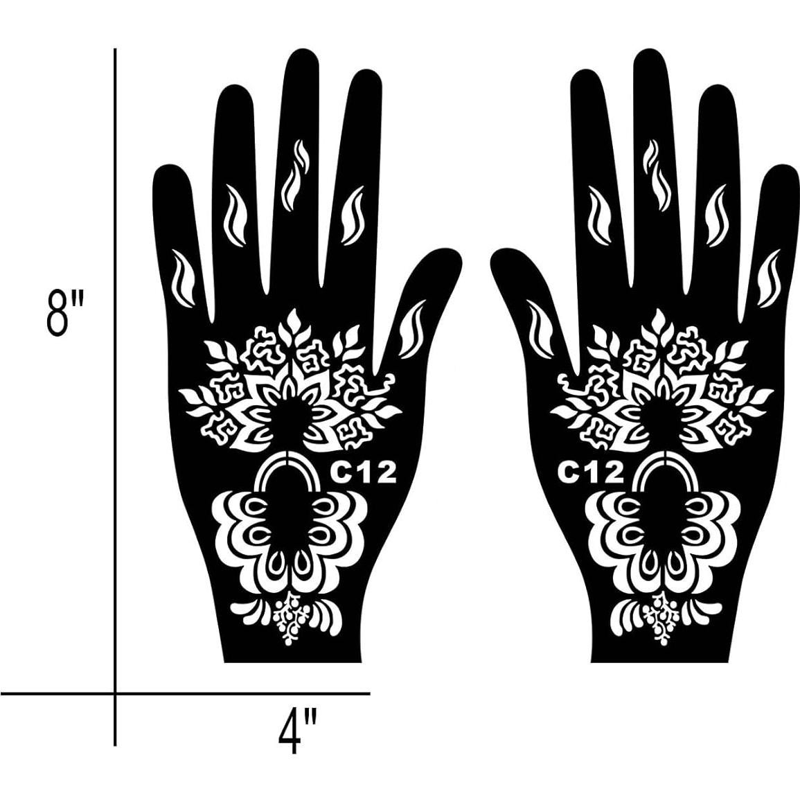 Kit de Plantillas de Tatuaje de Henna 16 Hojas Reutilizables