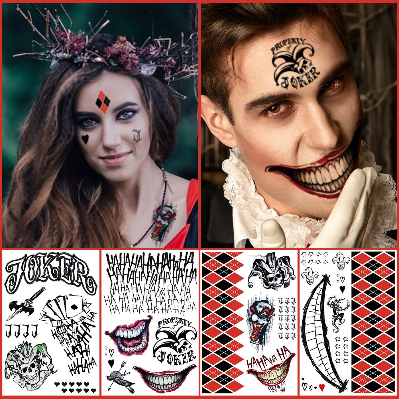 Tatuajes Temporales Joker Escuadrón Suicida - 4 Hojas 30x20cm