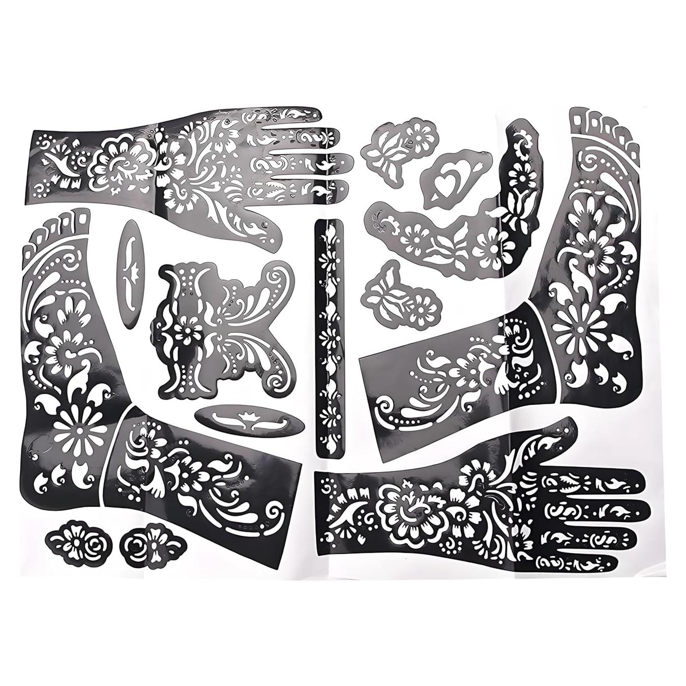 Kit de Plantillas de Henna Kryoflare - Arte Corporal Reutilizable