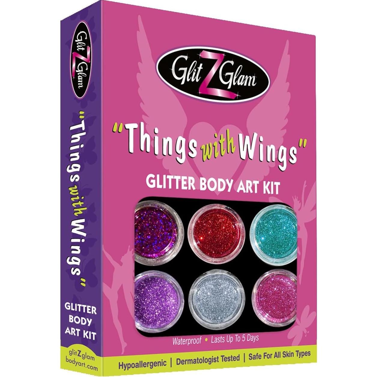 Kit de Tatuajes Temporales GlitZGlam - 6 Brillos Grandes y 12 Plantillas