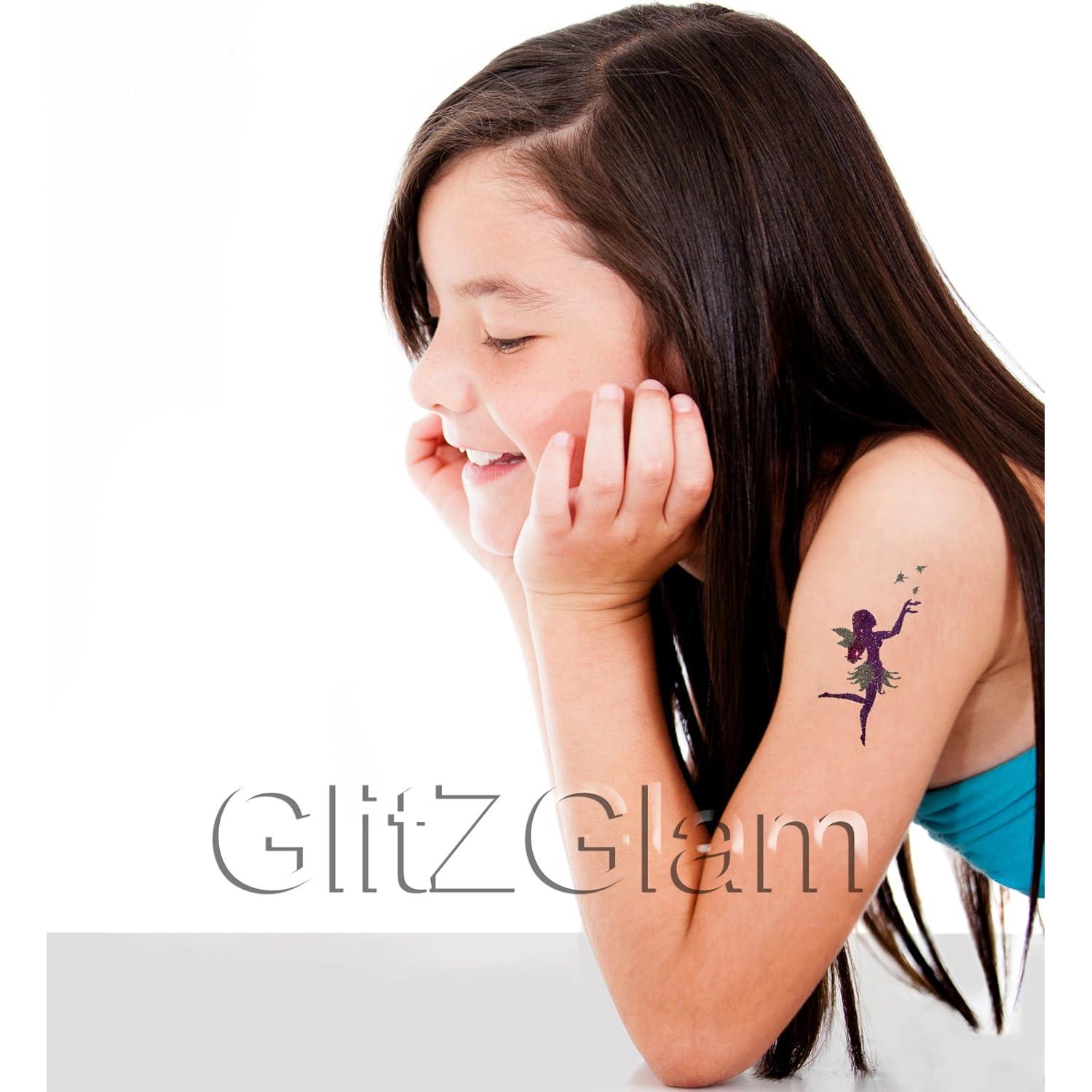 Kit de Tatuajes Temporales GlitZGlam - 6 Brillos Grandes y 12 Plantillas