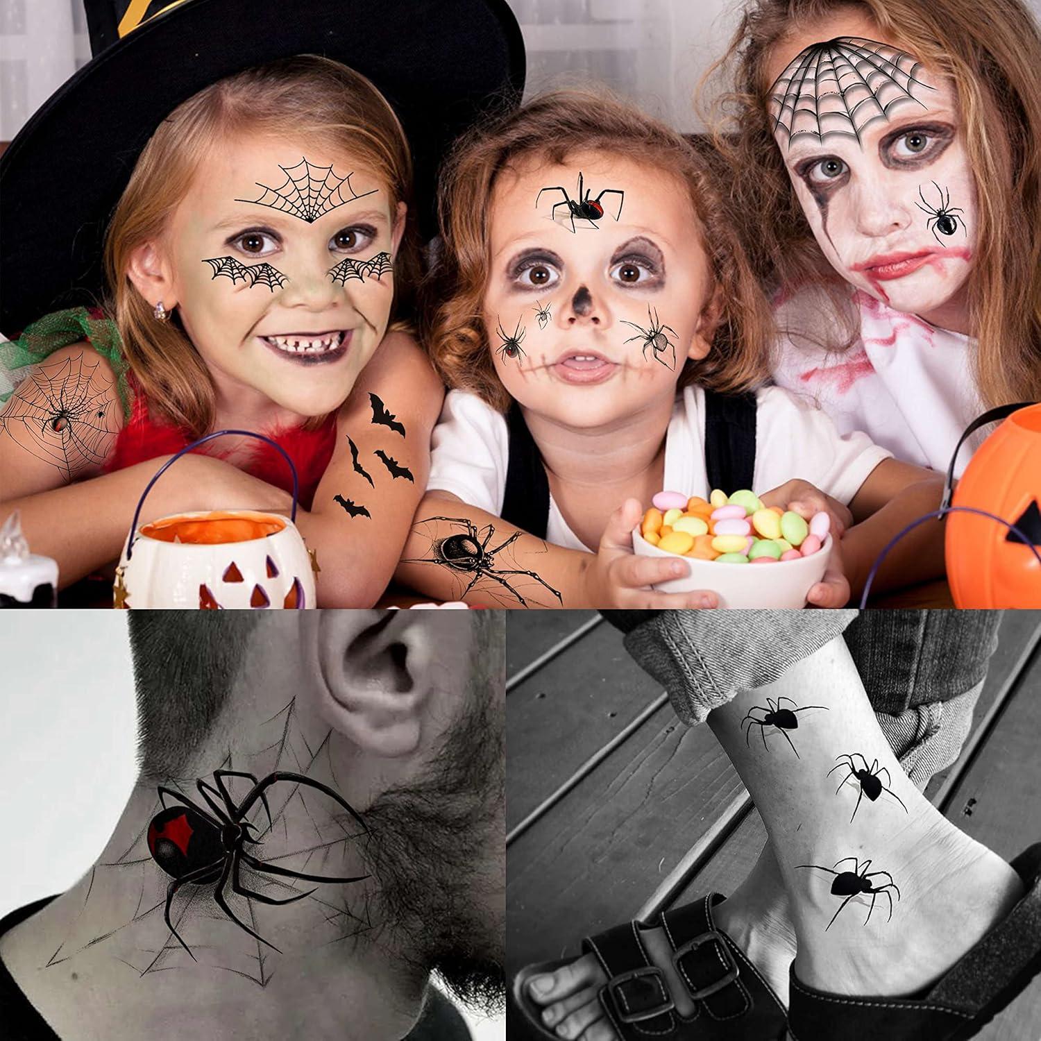 Tatuajes Temporales Halloween COKTAK 8 Hojas 3D Araña Realista