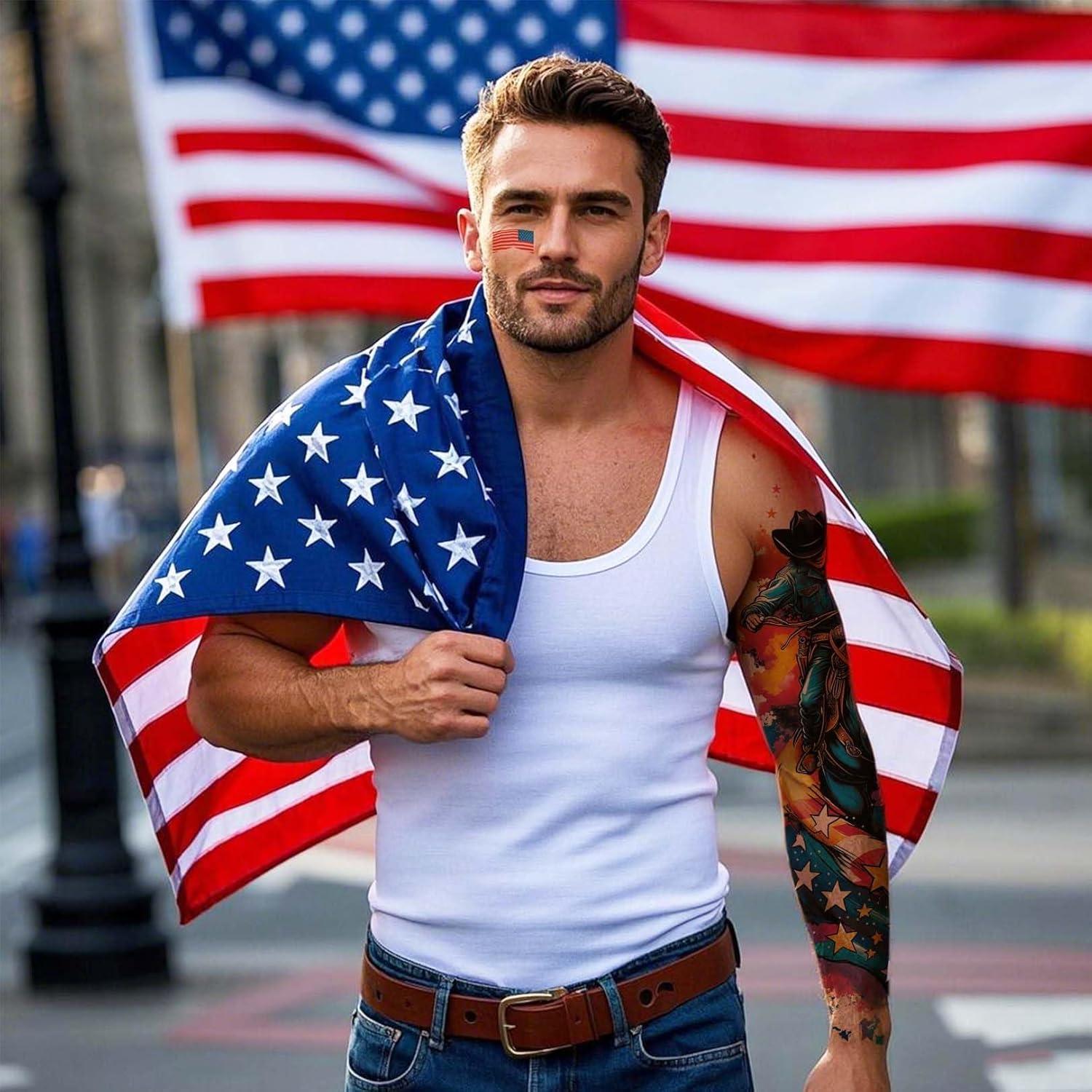 Tatuajes Temporales Patrióticos VERKSTAD - 32 Hojas Impermeables