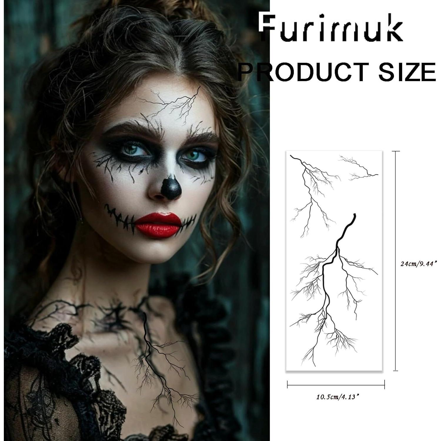Tatuajes Temporales de Venas Sanguíneas Furimuk - 6 Hojas Halloween