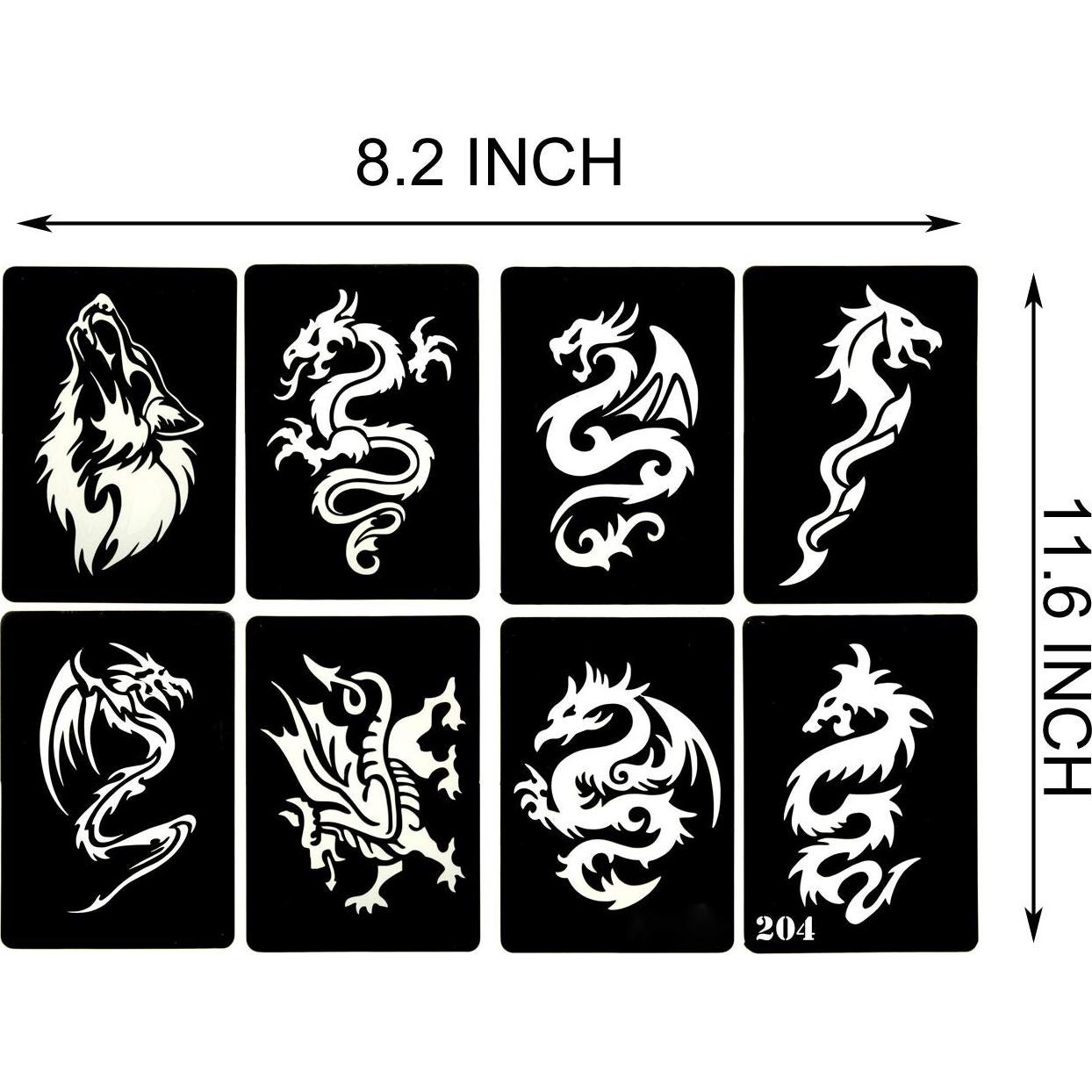 4 Plantillas de Tatuajes Temporales KOTBS A4 - 32 Patrones Animales