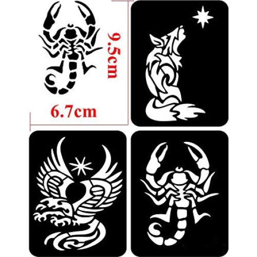 4 Plantillas de Tatuajes Temporales KOTBS A4 - 32 Patrones Animales