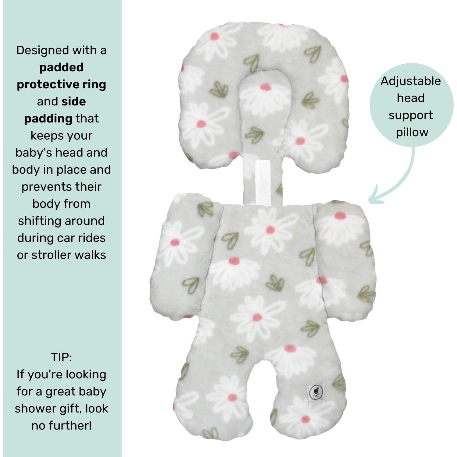 Cojín para Asiento de Auto Bebé NAP Floral Suave y Lavable