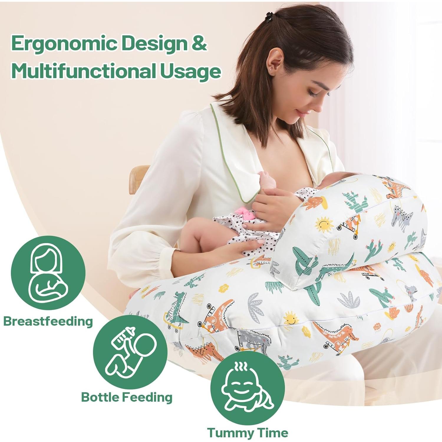 Almohada de Lactancia AMASKY Grande con Funda de Algodón