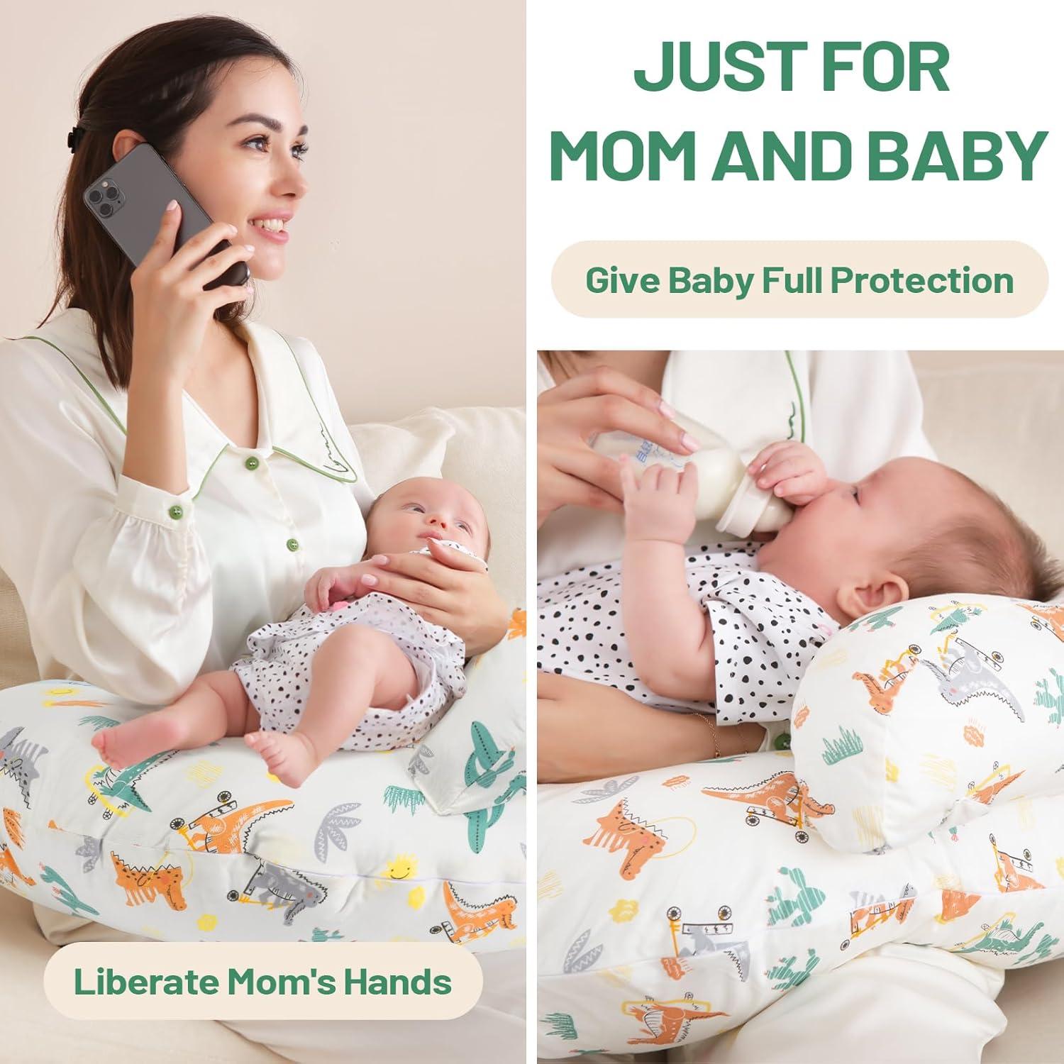 Almohada de Lactancia AMASKY Grande con Funda de Algodón