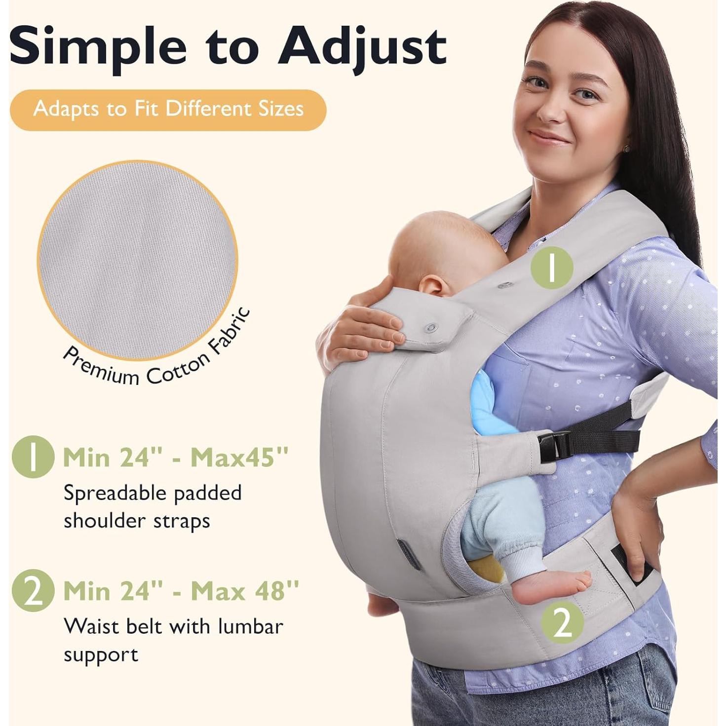 Portabebés ergonómico Mommore gris para recién nacidos y niños