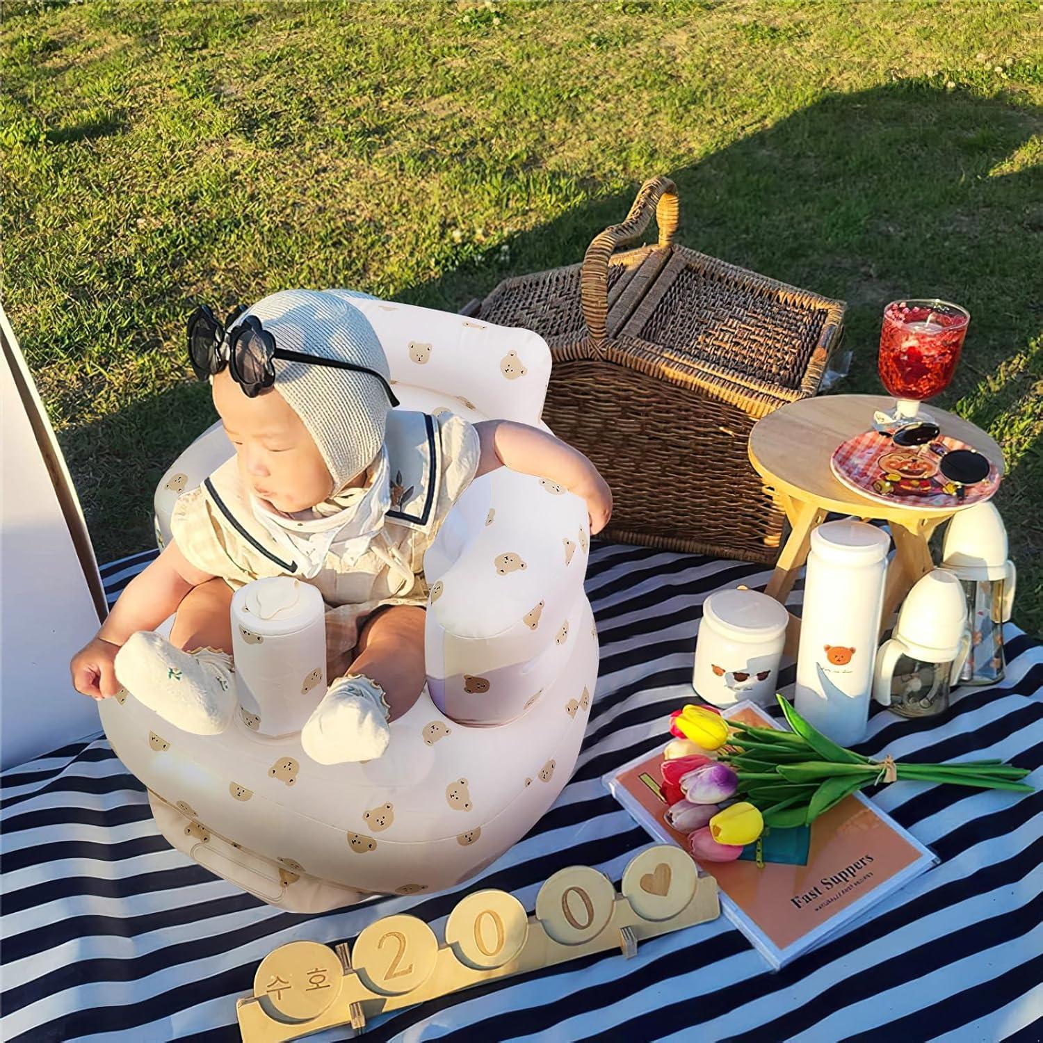 Asiento Inflable para Bebés EKEPE - Cabeza de Oso con Ventosas