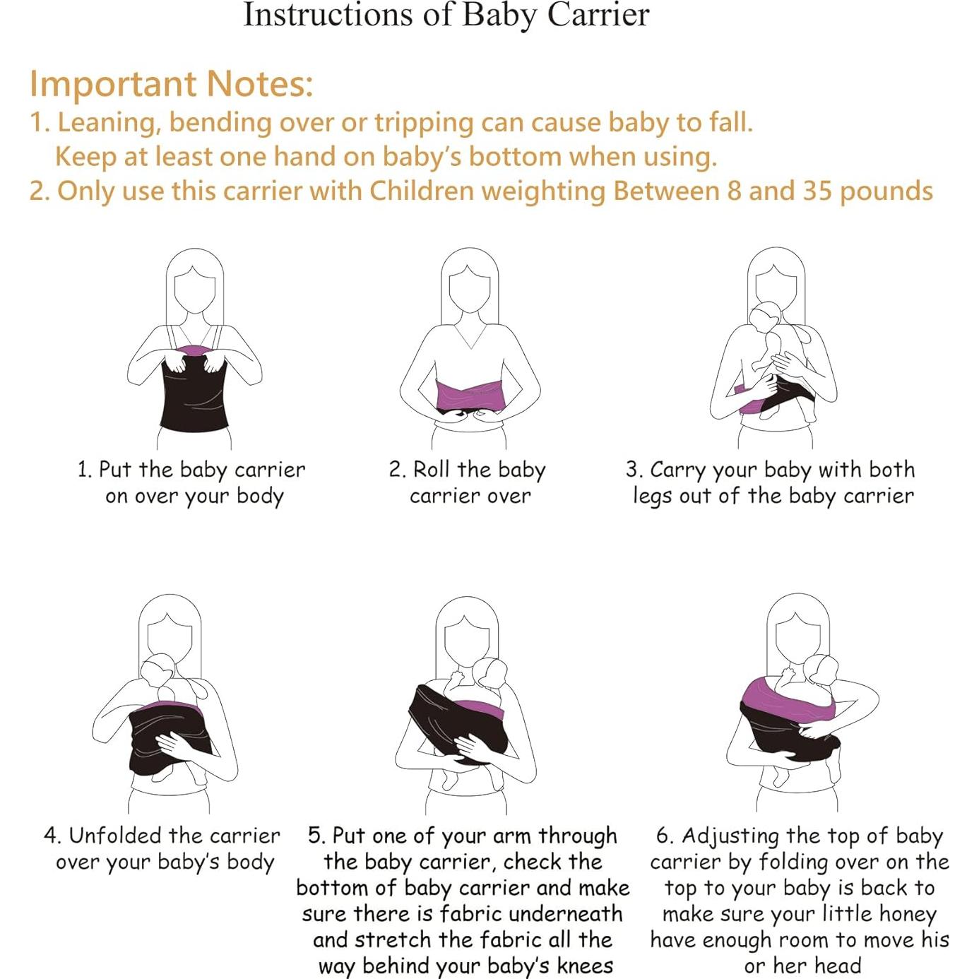 Portabebés Kloovete Envoltura para Bebés hasta 15.88 kg