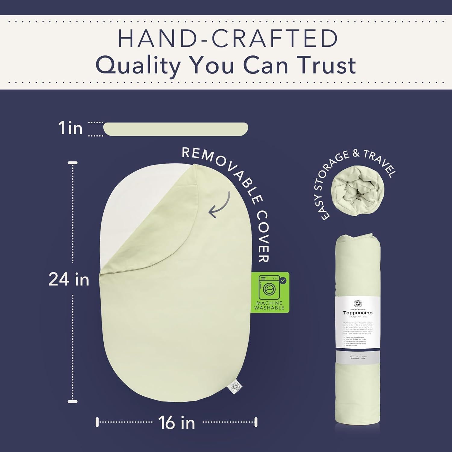 Almohada de Soporte para Bebés Topponcino Verde Salvia